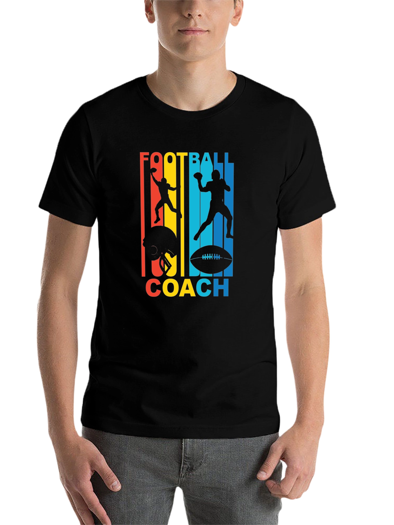 Black Football Coach Graphic T-Shirt view 7