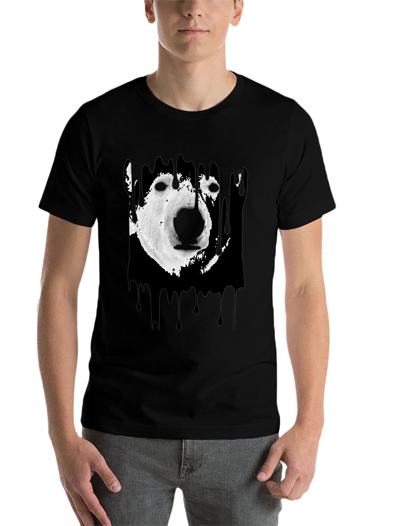 Black Polar Bear Graphic Tee - Black Cotton Blend view 7