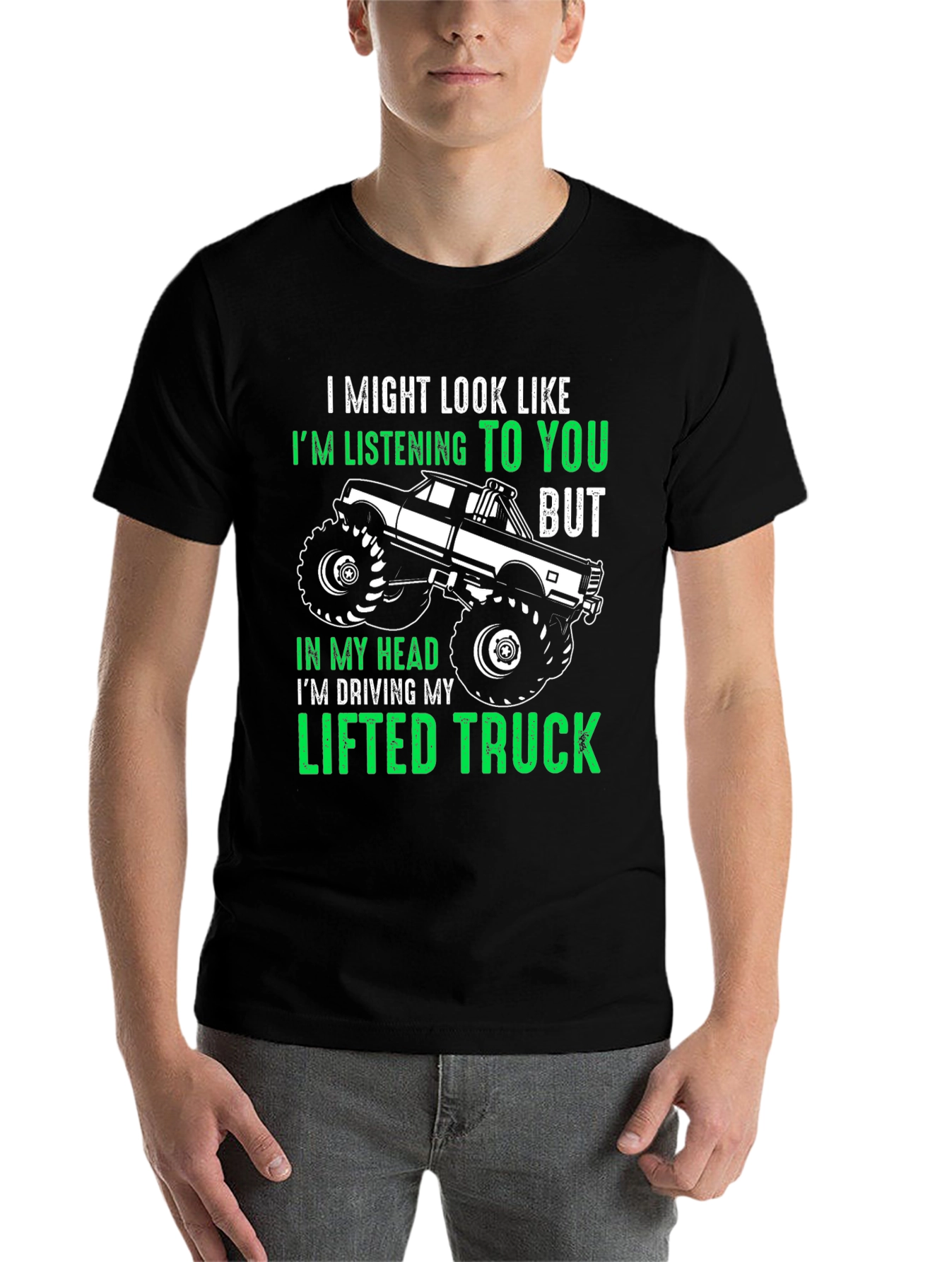 Black Lifted Truck T-Shirt - Funny Gift for Truck Lovers view 7