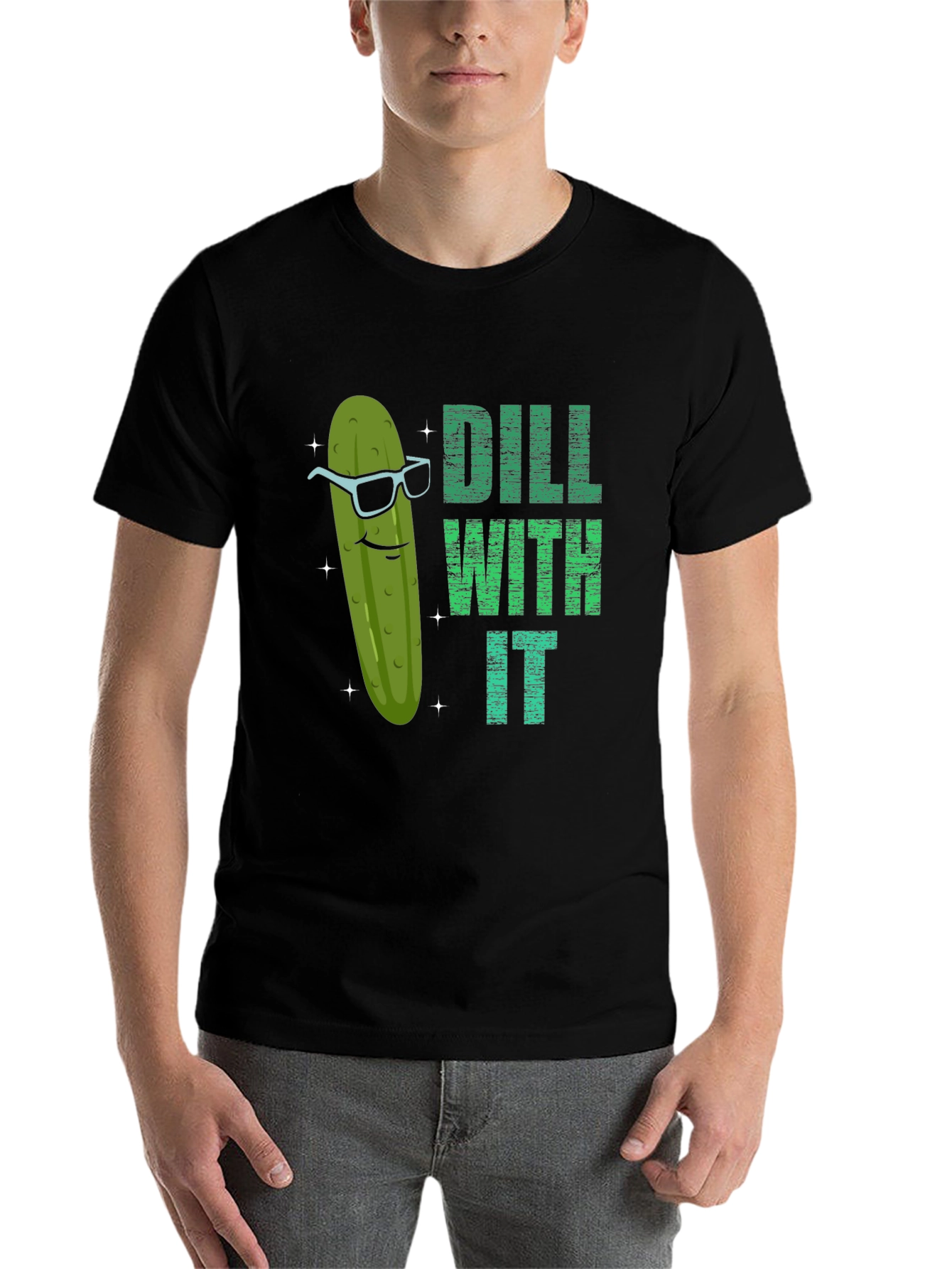 Black Dill With It Funny Pickle Graphic T-Shirt view 7