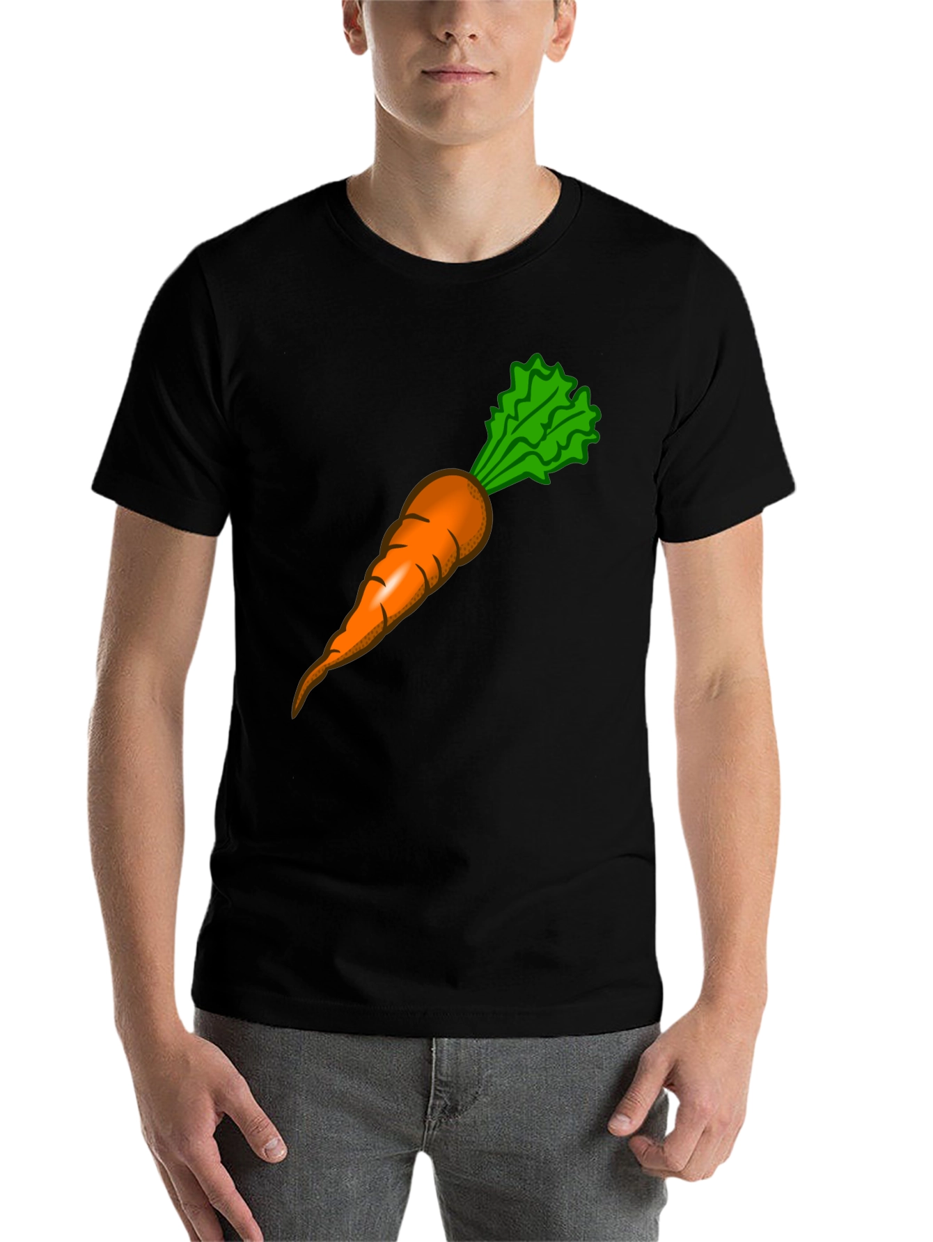 Funny Carrot Graphic Tee - Black Cotton T-Shirt - 7