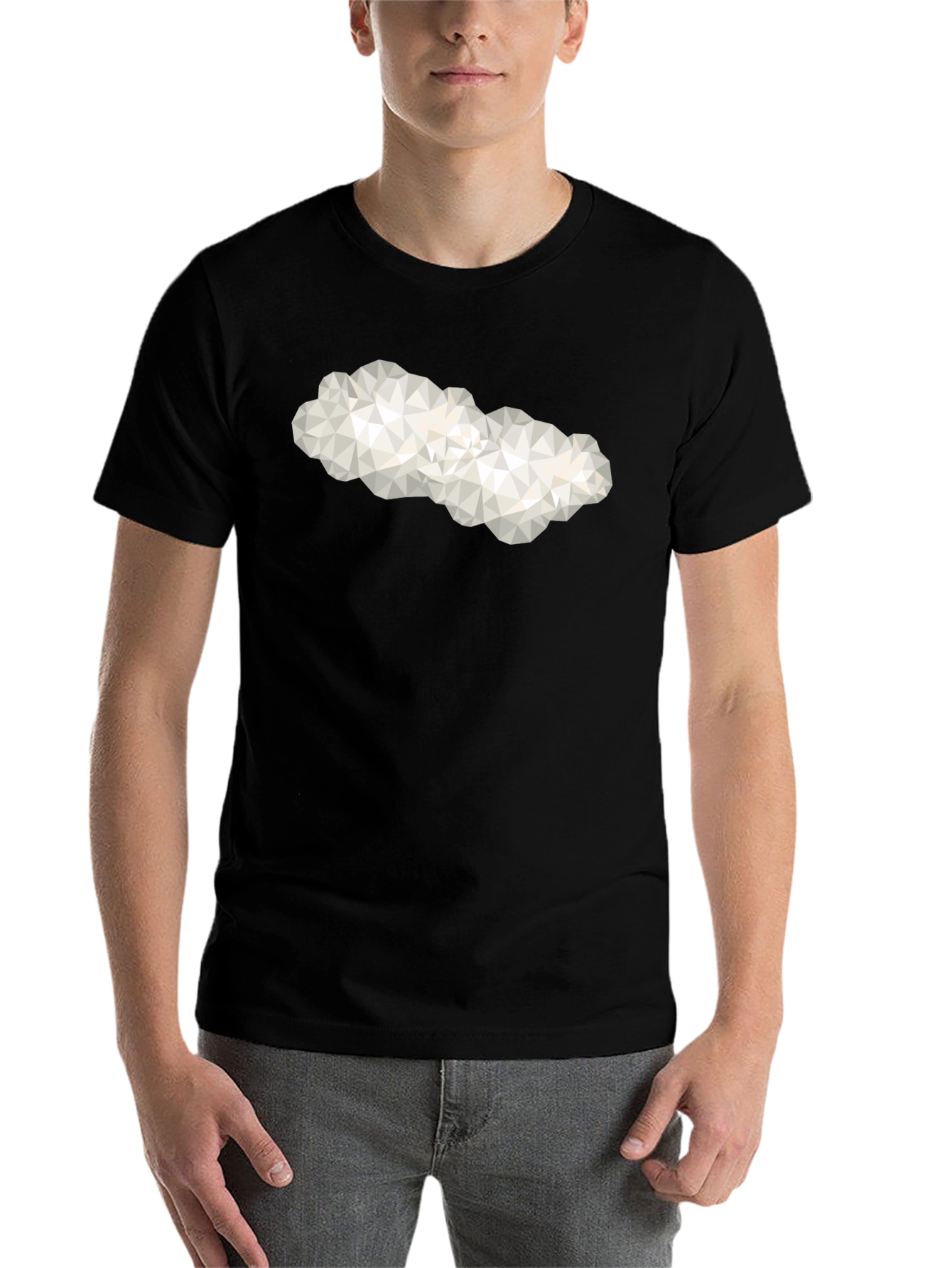 Black Geometric Cloud Graphic Tee - Modern Casual Shirt view 7