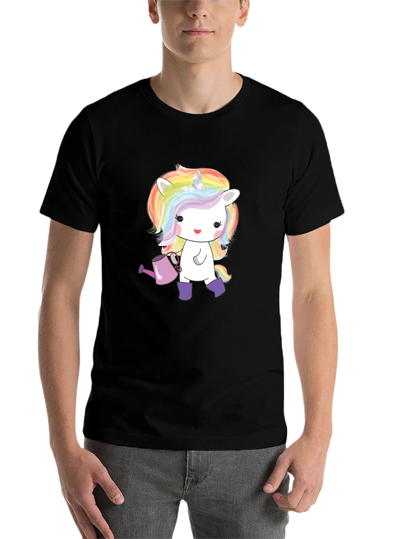 Black Unicorn Graphic Tee - Whimsical Black T-Shirt view 7