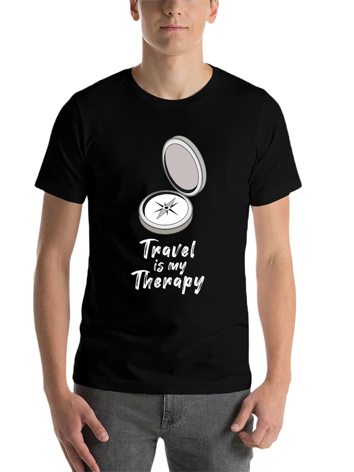 Black Travel Is My Therapy Graphic T-Shirt view 7