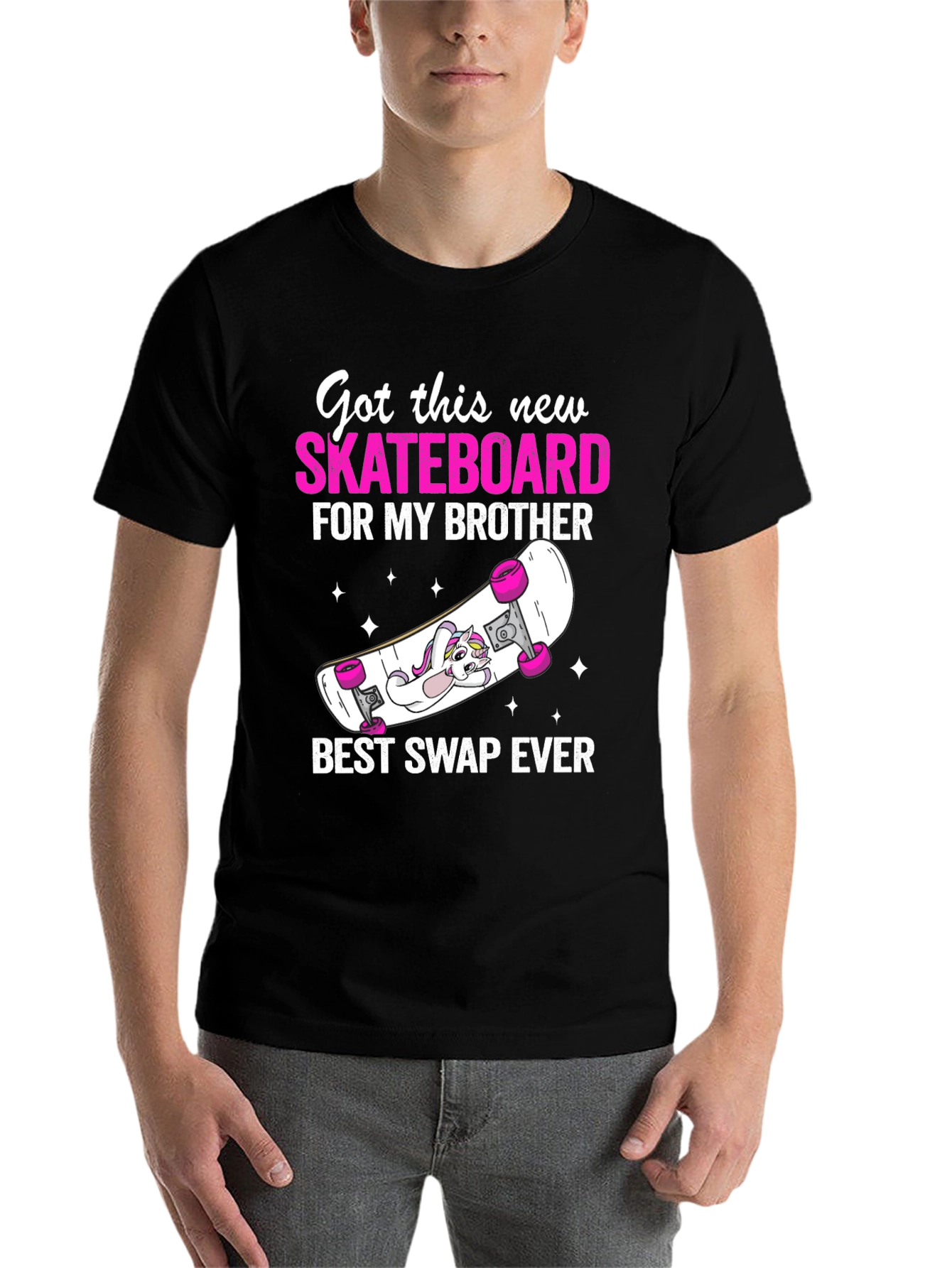Black Skateboard Brother Graphic Tee - Best Swap Ever! view 7