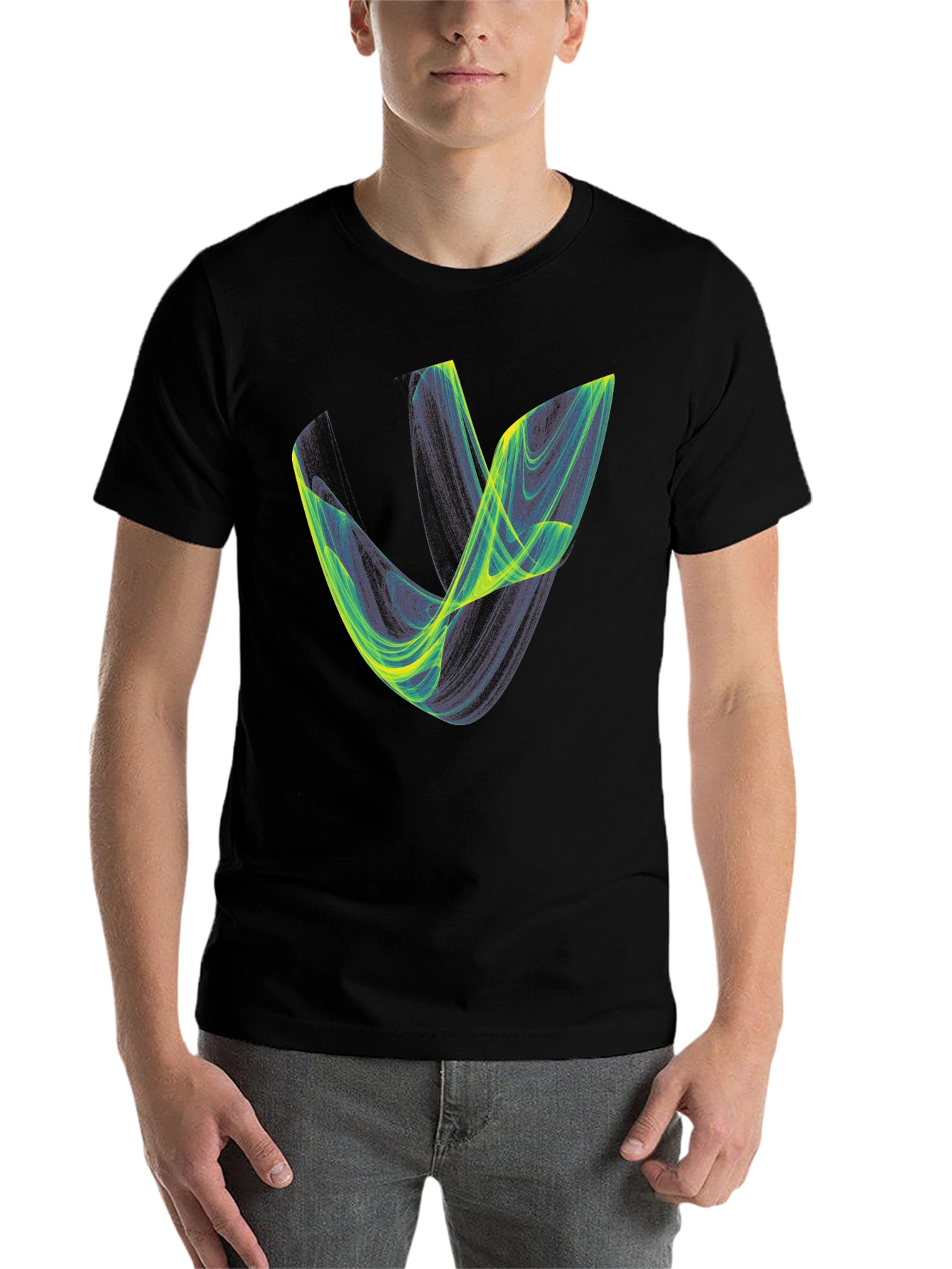 Black Abstract Graphic Tee - Black Cotton Blend view 7
