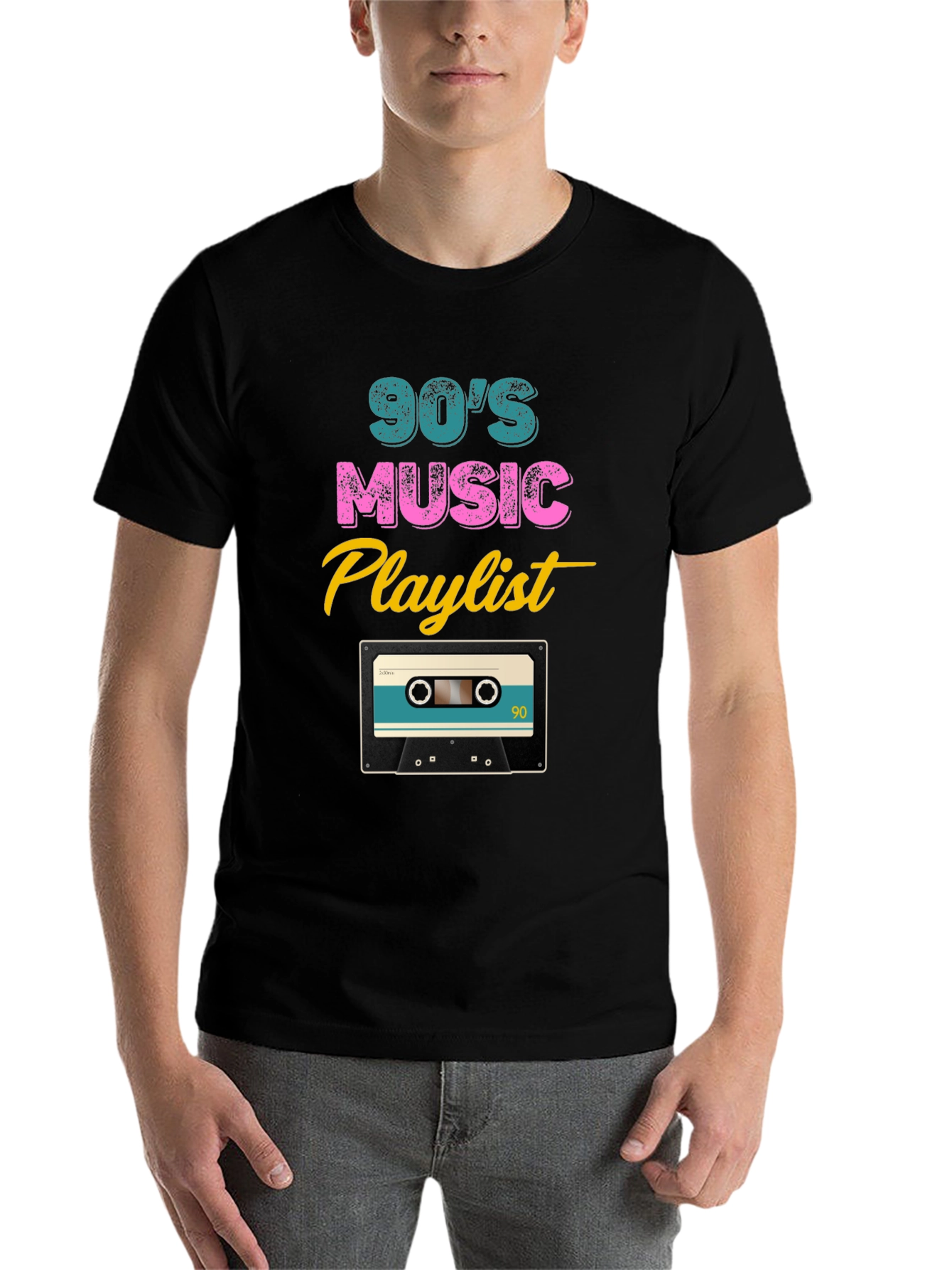 Black 90's Music Playlist Graphic Tee view 7