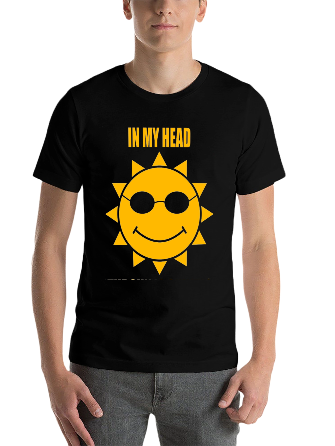 Black Head In The Clouds T-Shirt - Cool Sun Design view 7