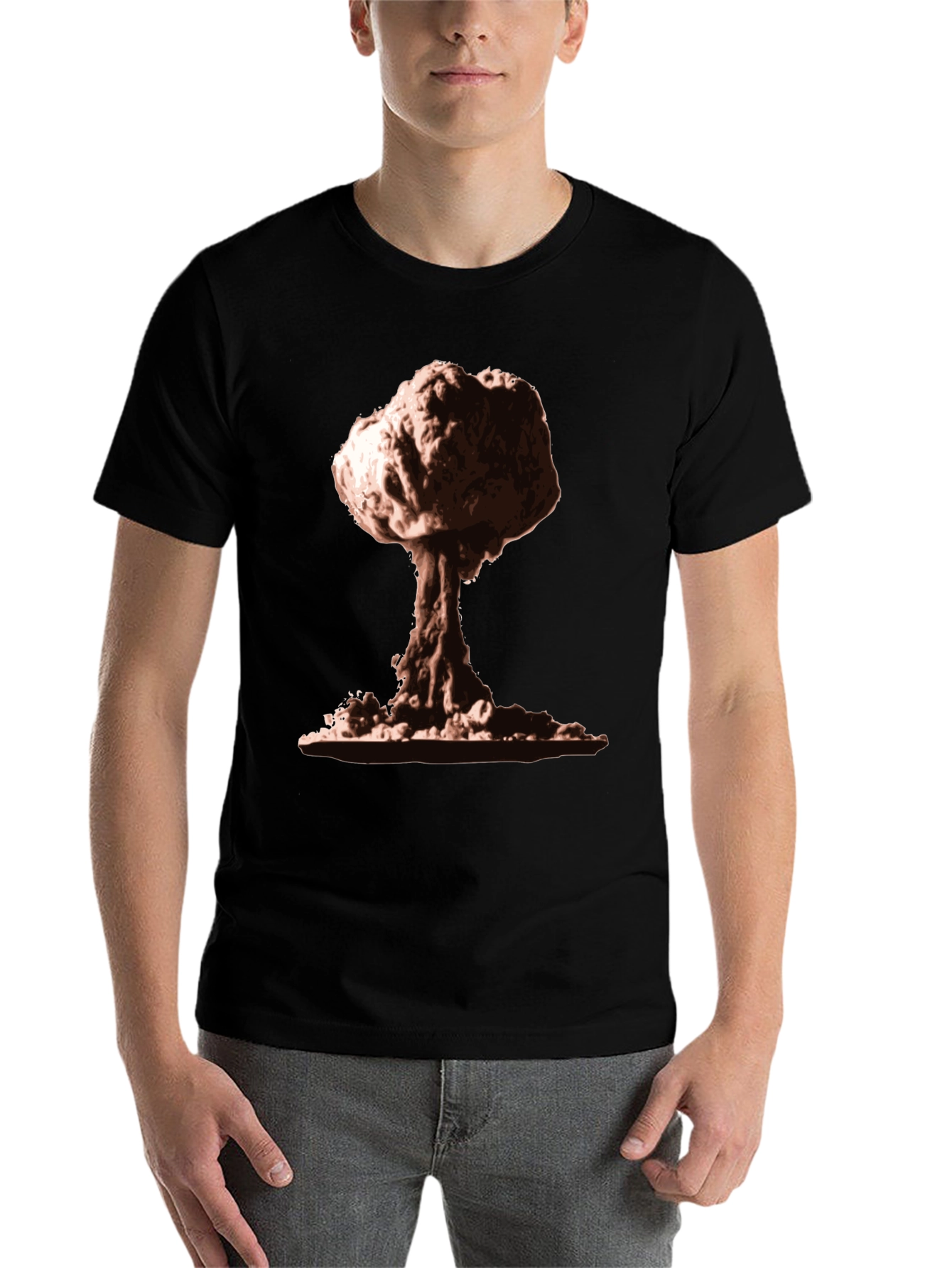 Black Mushroom Cloud Graphic Tee - Nuclear Bomb Design view 7