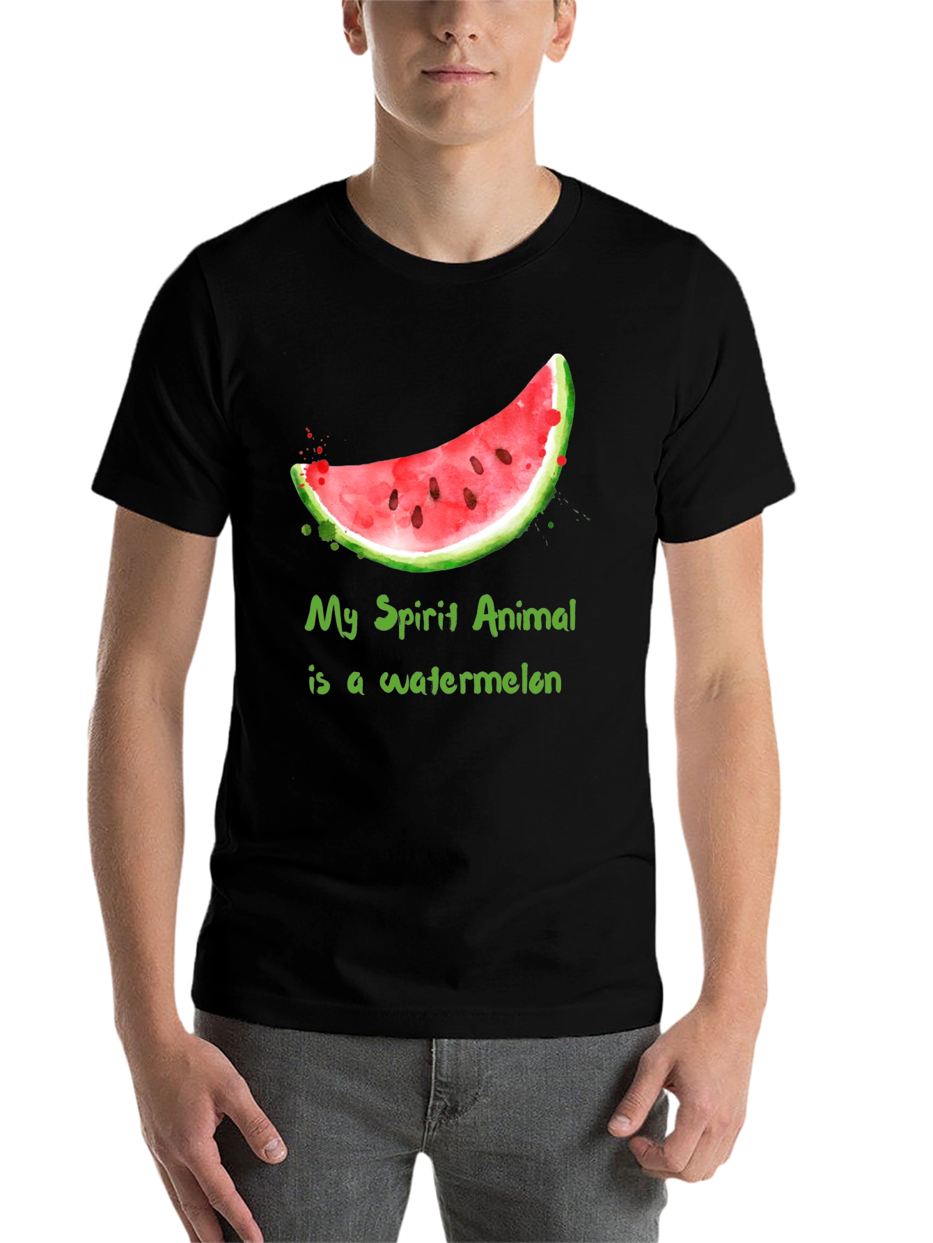 Black Watermelon Spirit Animal T-Shirt - Funny Fruit Tee view 7