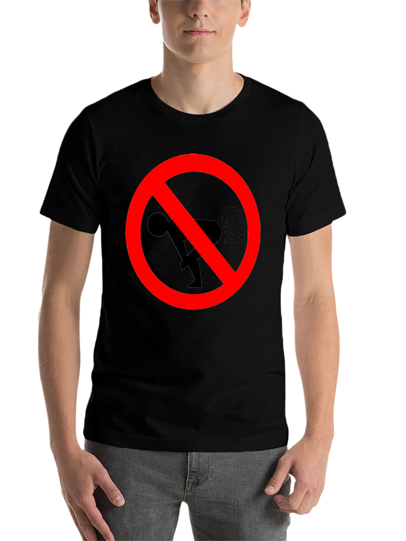 Black No Farting Black T-Shirt - Novelty Graphic Tee view 7