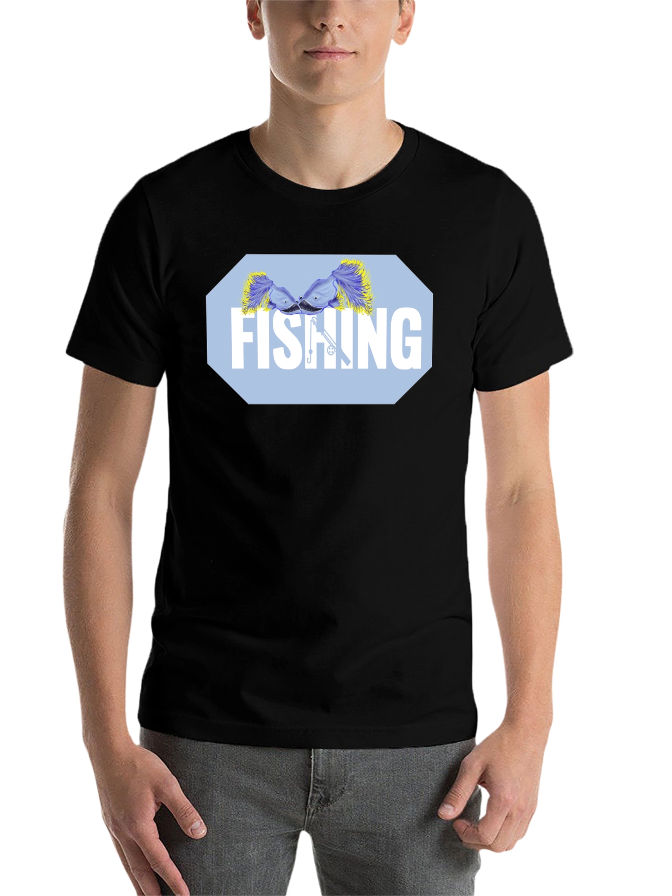 Black Fishing Lure Graphic Tee - Black Cotton Blend Shirt view 7