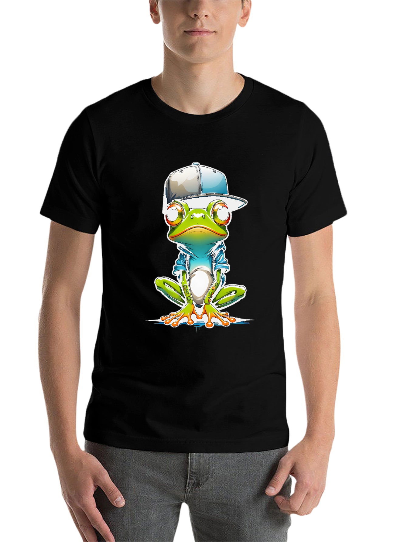 Black Cool Frog Graphic Tee view 7