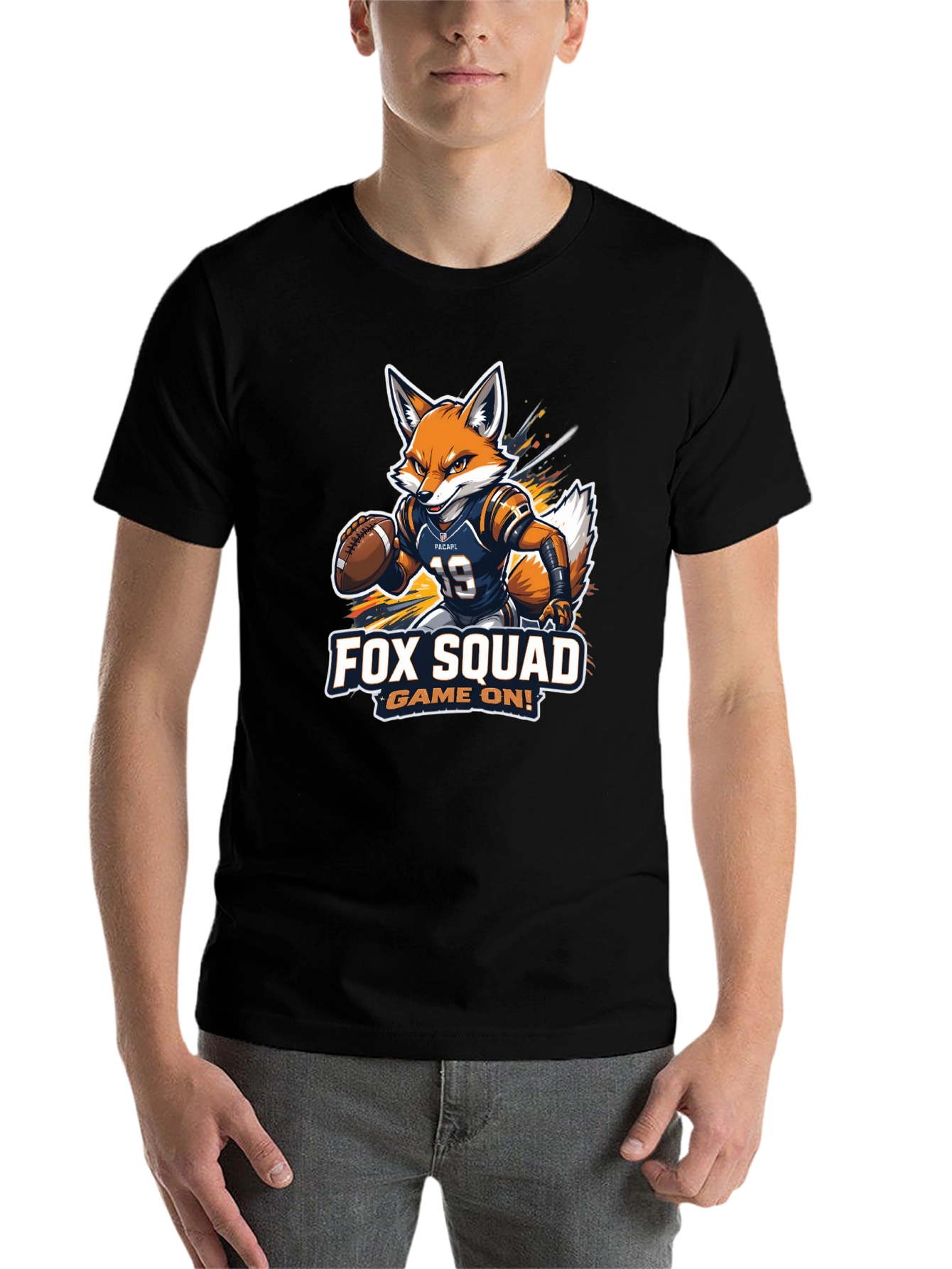 Black Fox Squad Football Game On! Black T-Shirt view 7