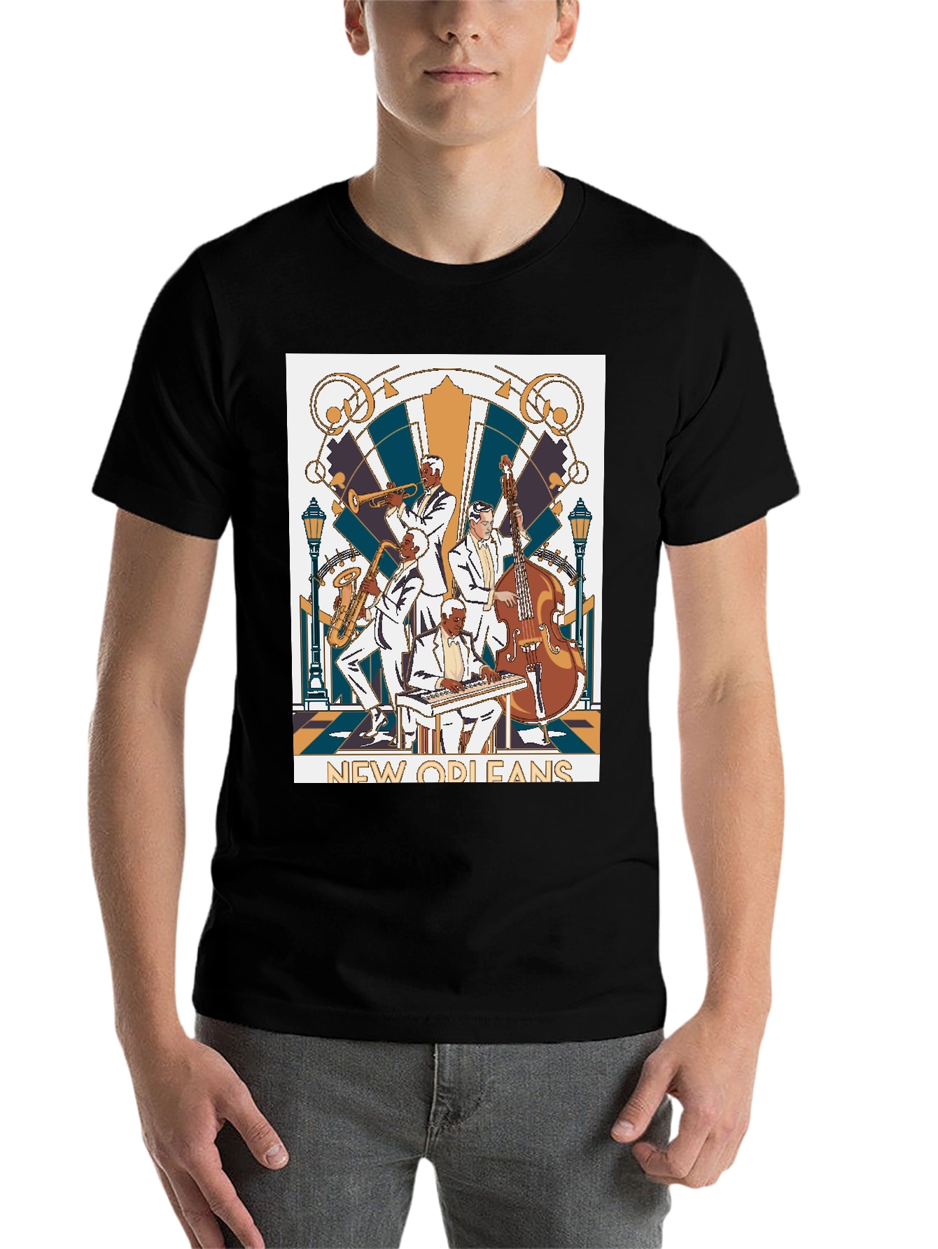 Black New Orleans Jazz Band T-Shirt - Black view 7
