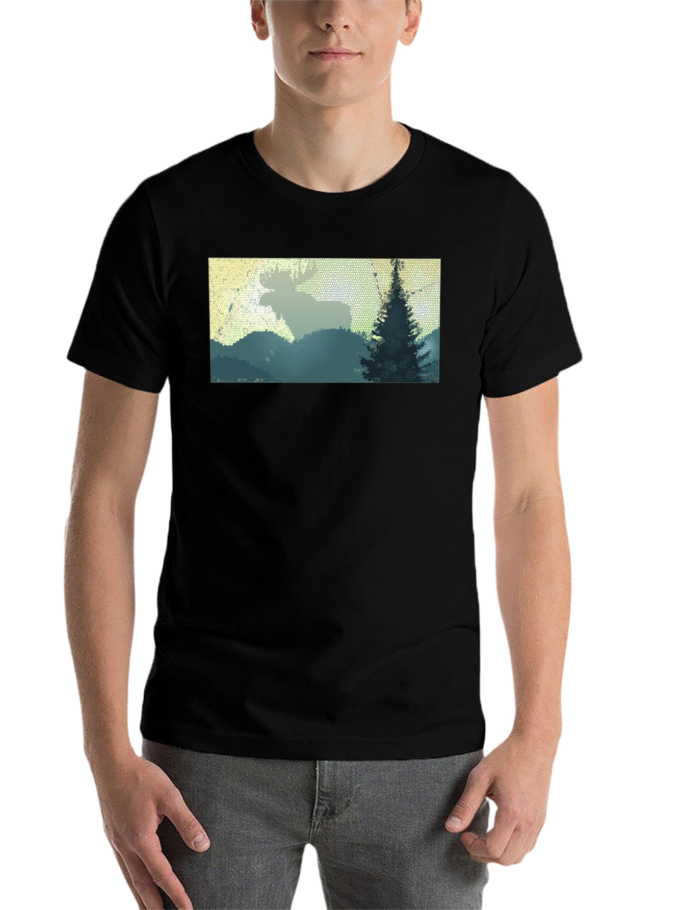 Black Moose Landscape Graphic Tee - Nature Inspired Shirt view 7