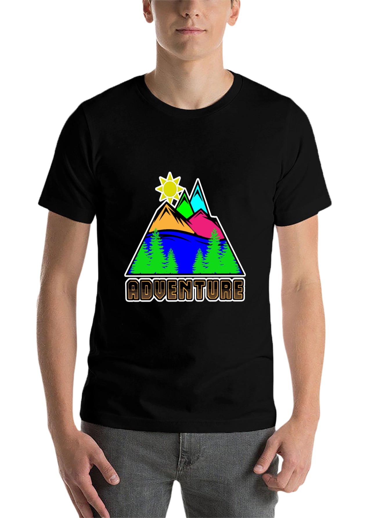 Black Adventure Graphic T-Shirt - Nature Inspired Design view 7