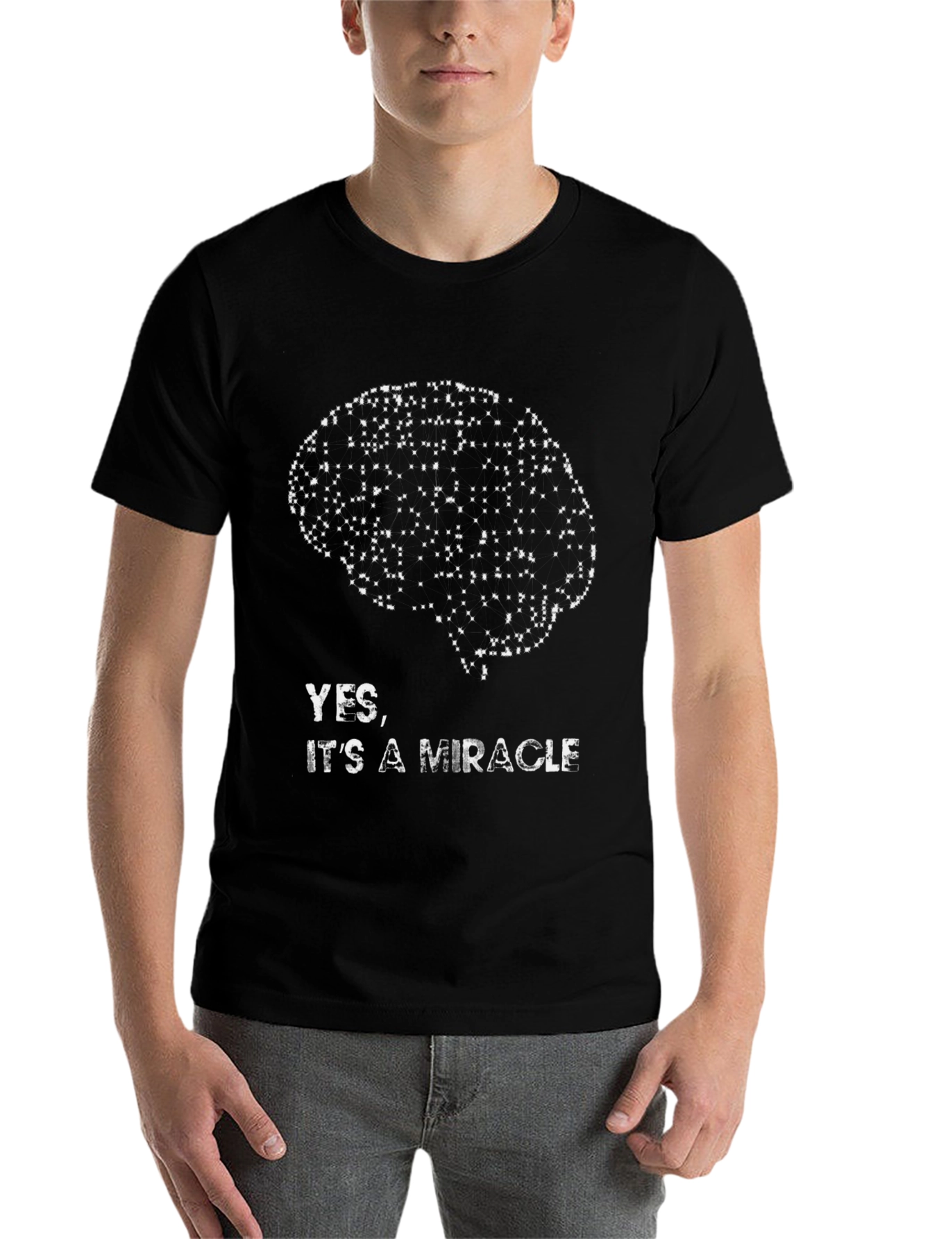 Black Brain Graphic Tee - Yes, It's a Miracle T-Shirt view 7