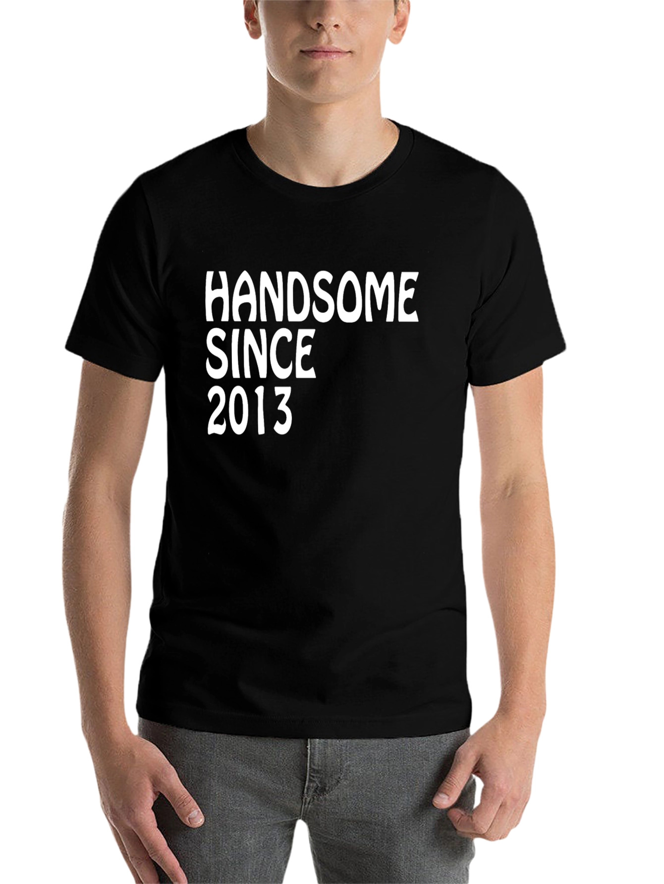 Black Handsome Since 2013 Graphic Tee - Black Cotton Blend view 7