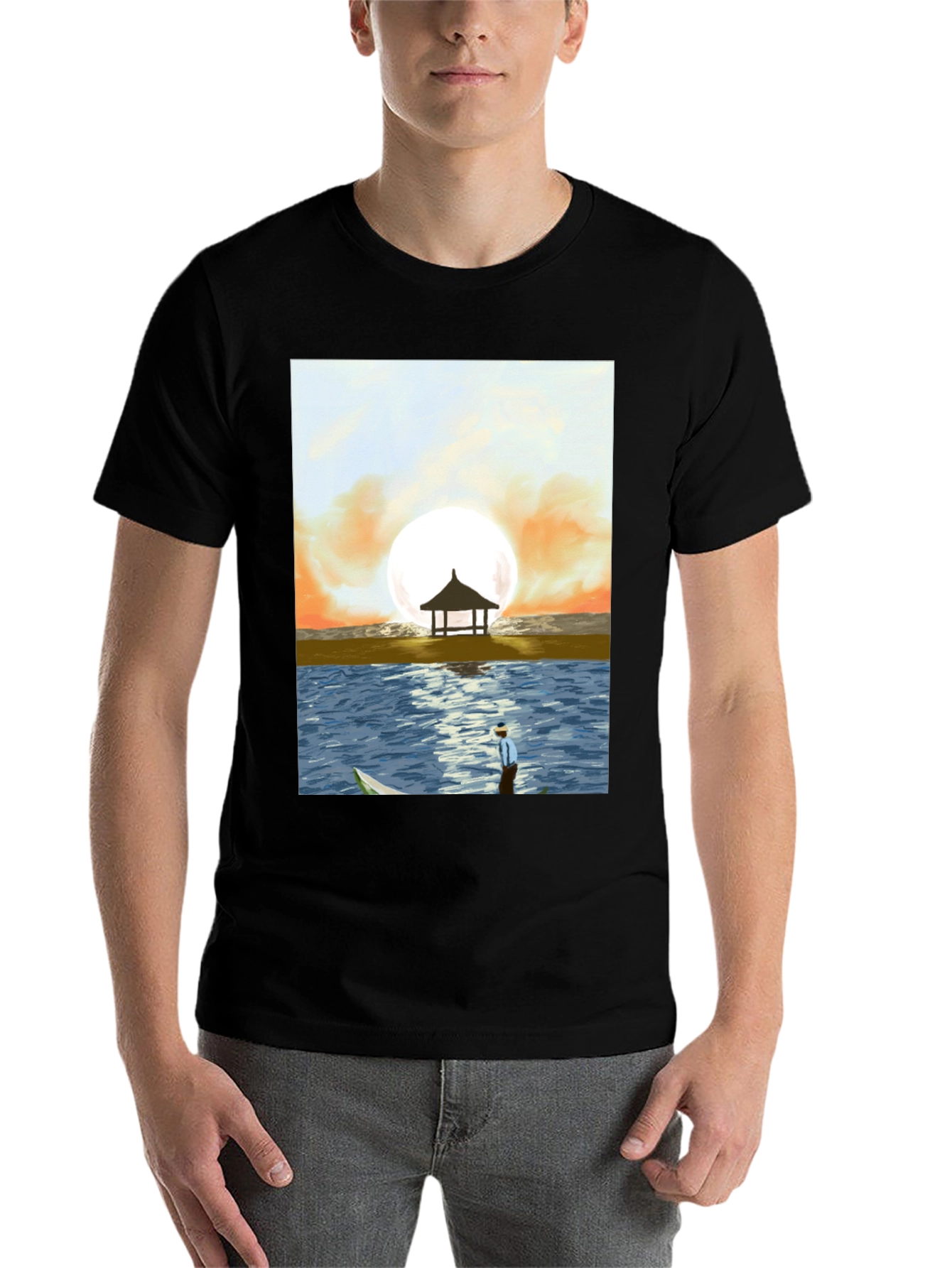 Black Sunset Beach Graphic Tee - Stylish Men's T-Shirt view 7