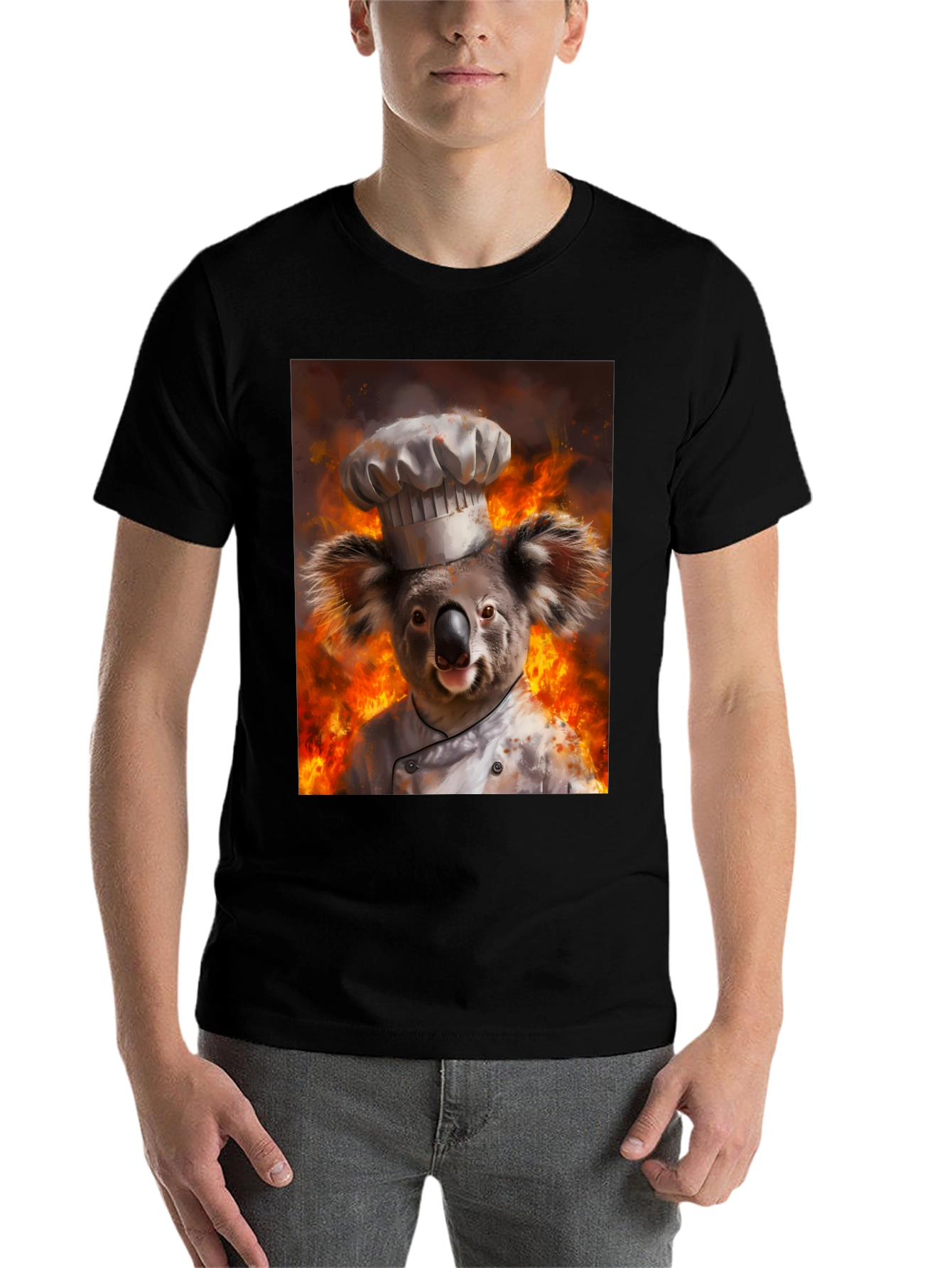 Black Chef Koala T-Shirt - Fiery Kitchen Design view 7