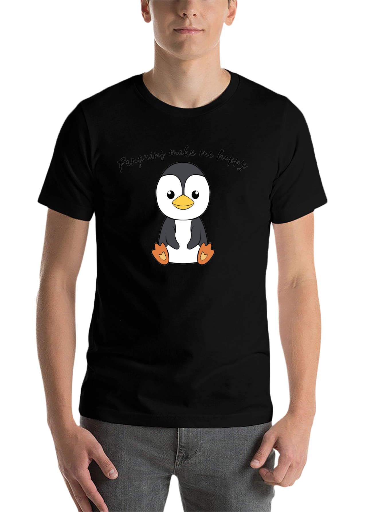 Black Penguin Lover's Black T-Shirt view 7