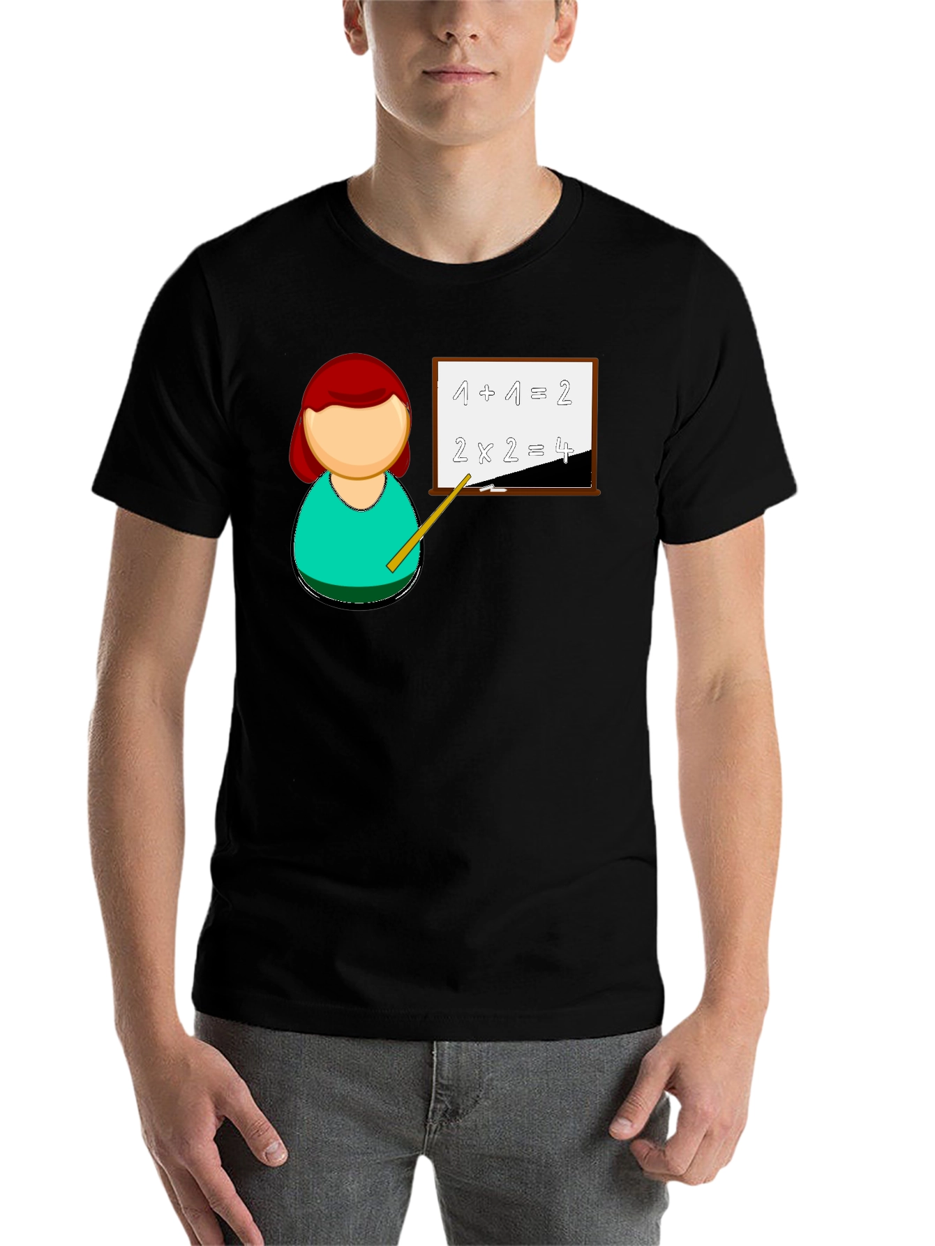 Black Math Teacher T-Shirt - Unique Cartoon Design view 7