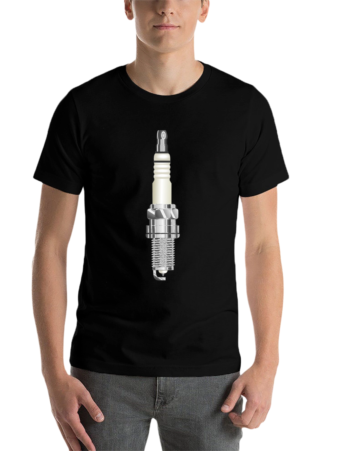 Black Spark Plug Graphic Tee - Black Cotton view 7