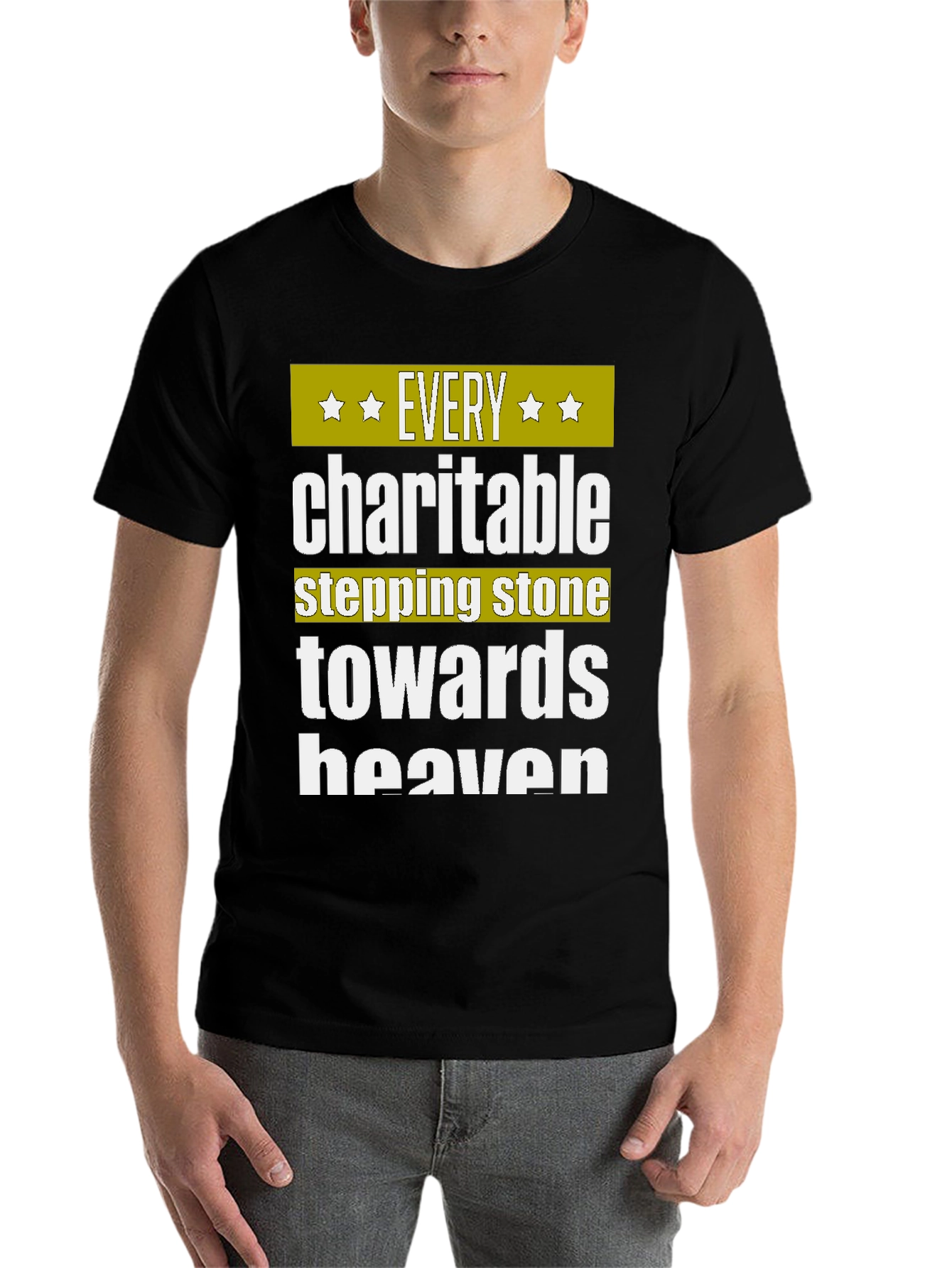 Black Charitable Stepping Stone T-Shirt - Towards Heaven view 7