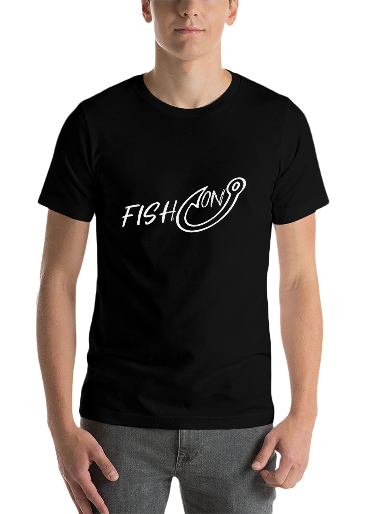 Black Fish On Graphic Tee - Black Cotton T-Shirt view 7