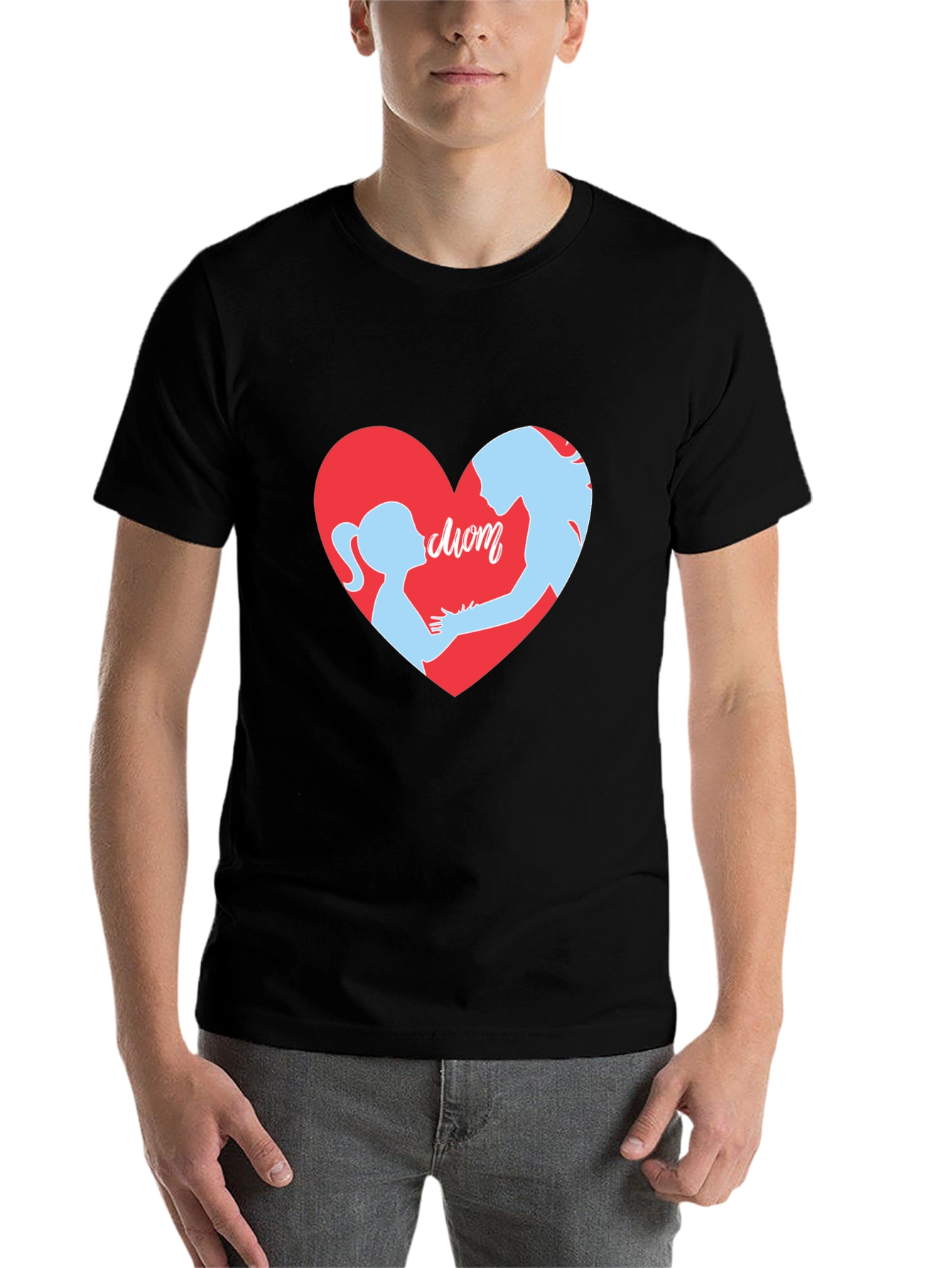 Black Mom & Daughter Heart T-Shirt - Black view 7
