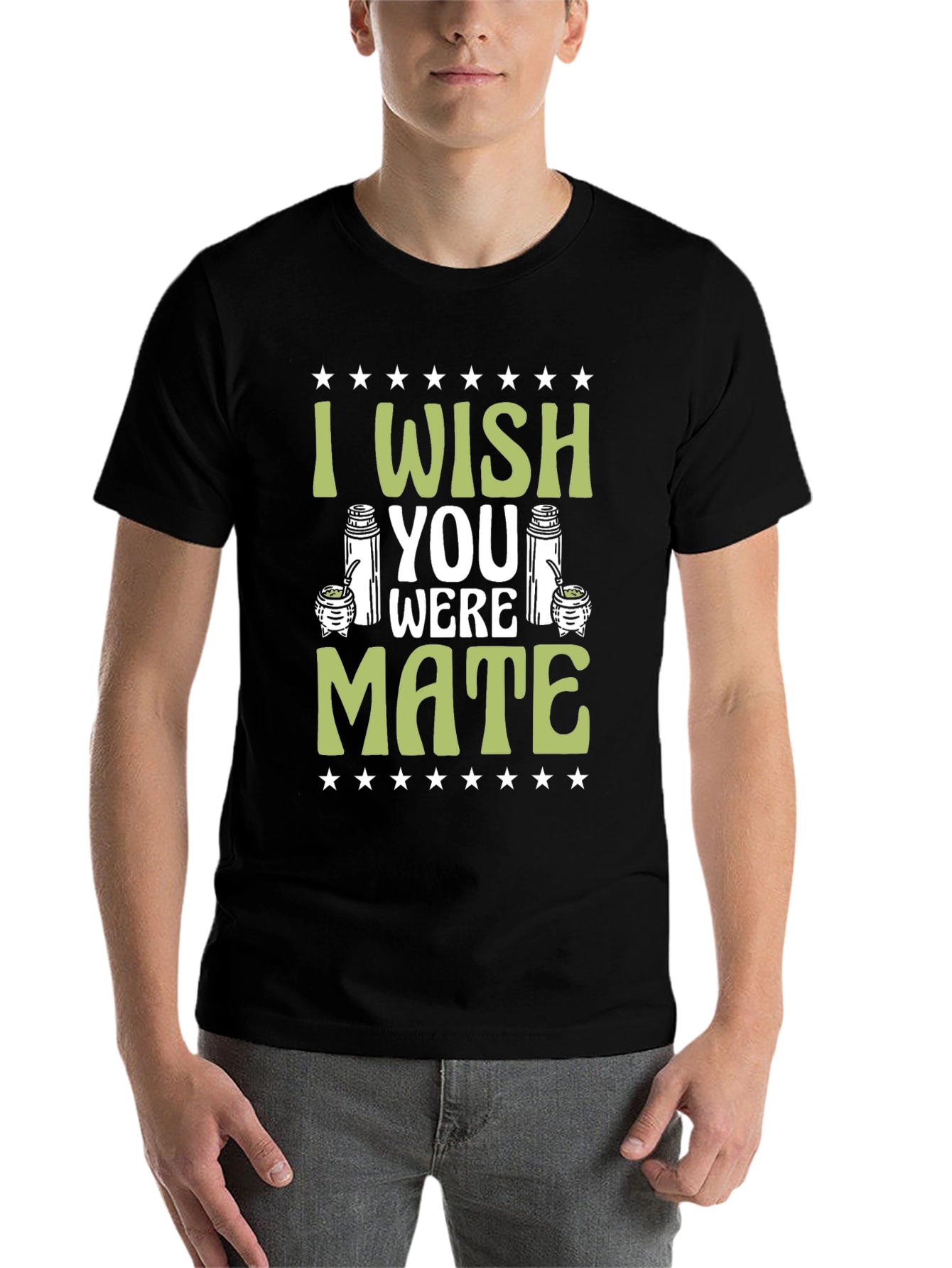 Black I Wish You Were Mate T-Shirt view 7