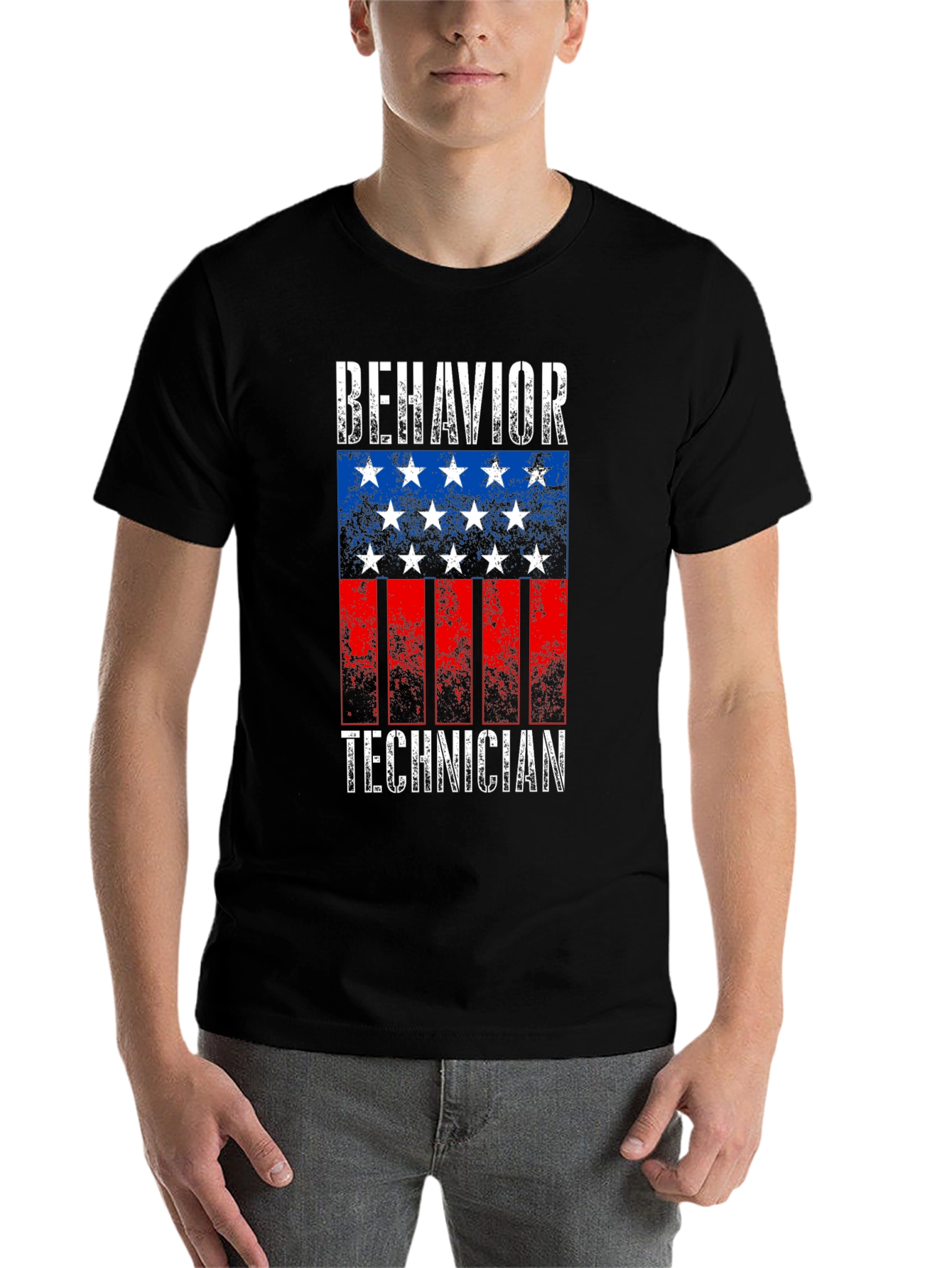 Black Behavior Technician Flag T-Shirt view 7