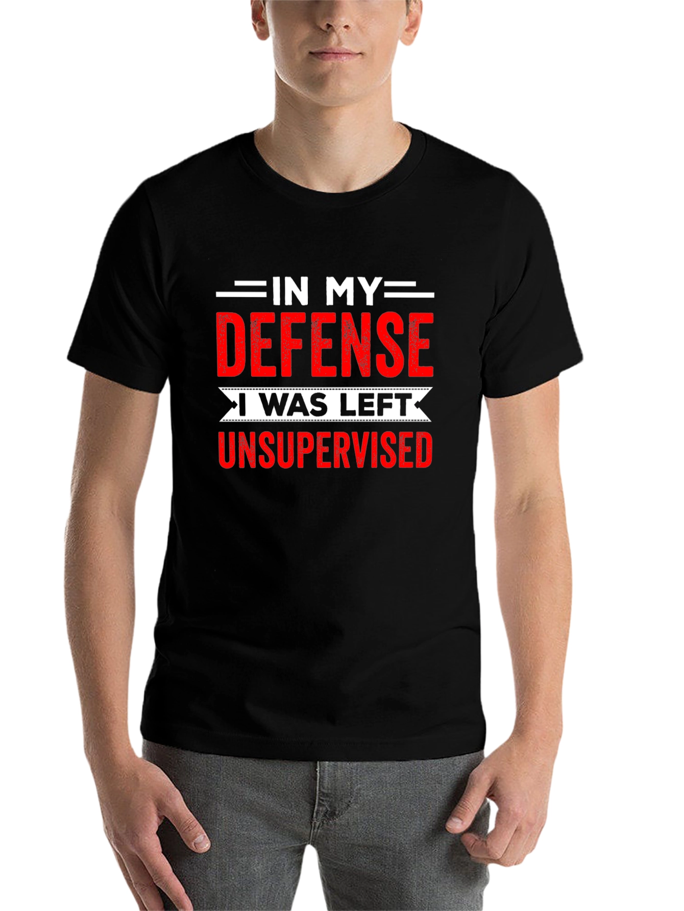 Black Funny Unsupervised T-Shirt view 7