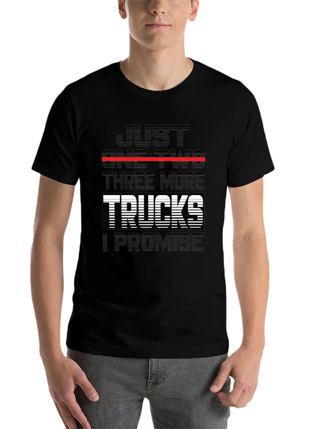 Black Just One Two Three More Trucks T-Shirt view 7