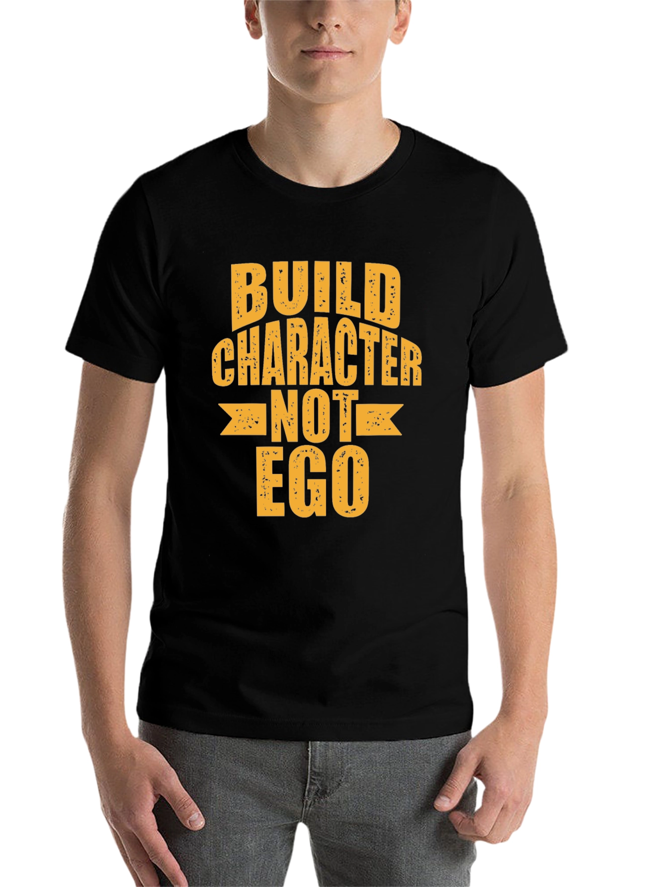 Black Build Character Not Ego Graphic Tee view 7
