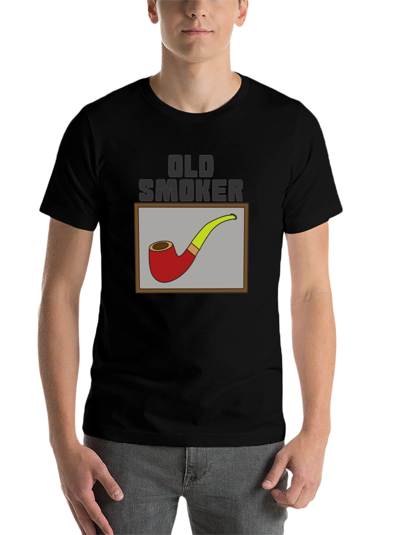 Black Old Smoker Pipe T-Shirt - Classic Design view 7