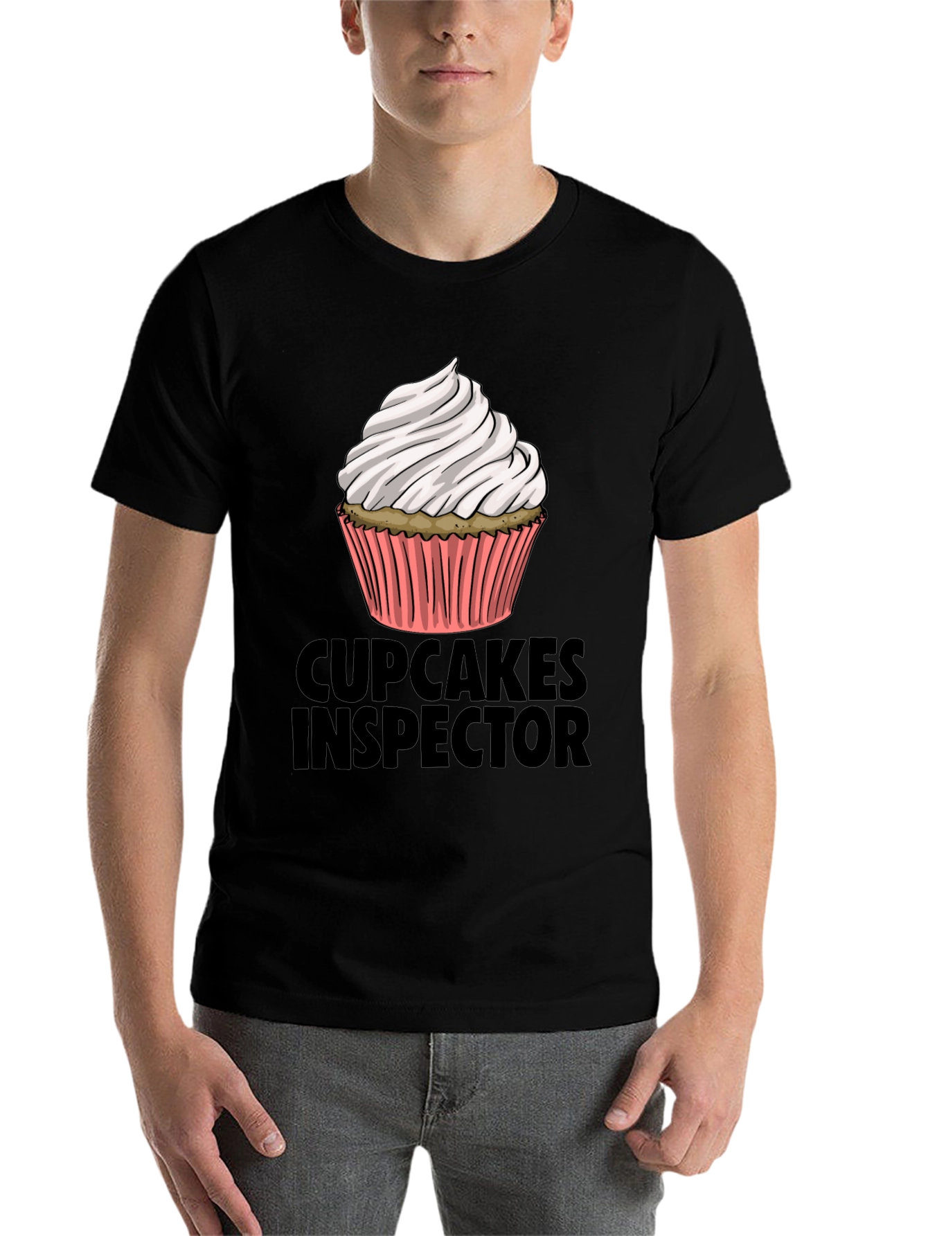 Black Cupcakes Inspector Funny Graphic T-Shirt view 7