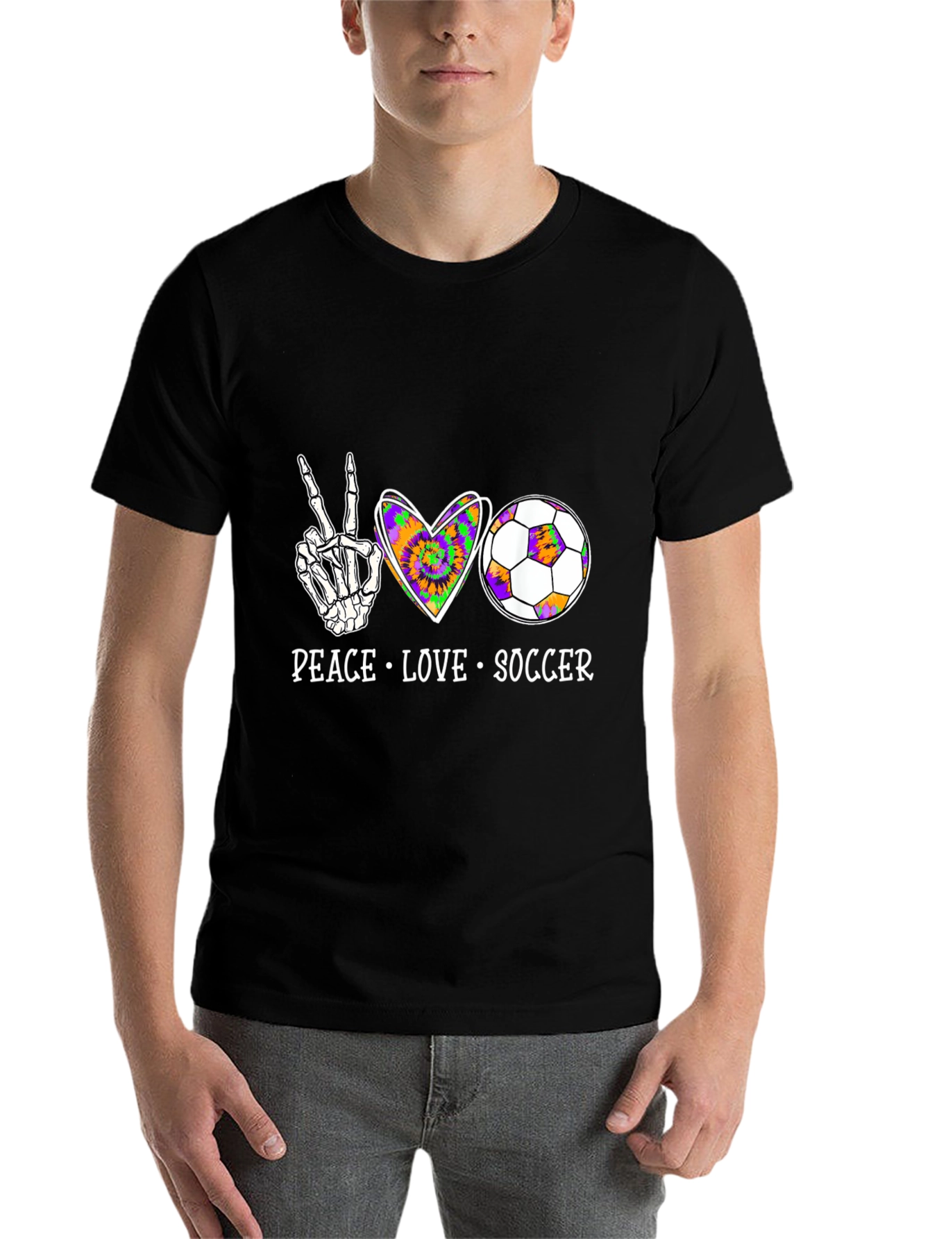 Black Peace Love Soccer T-Shirt view 7