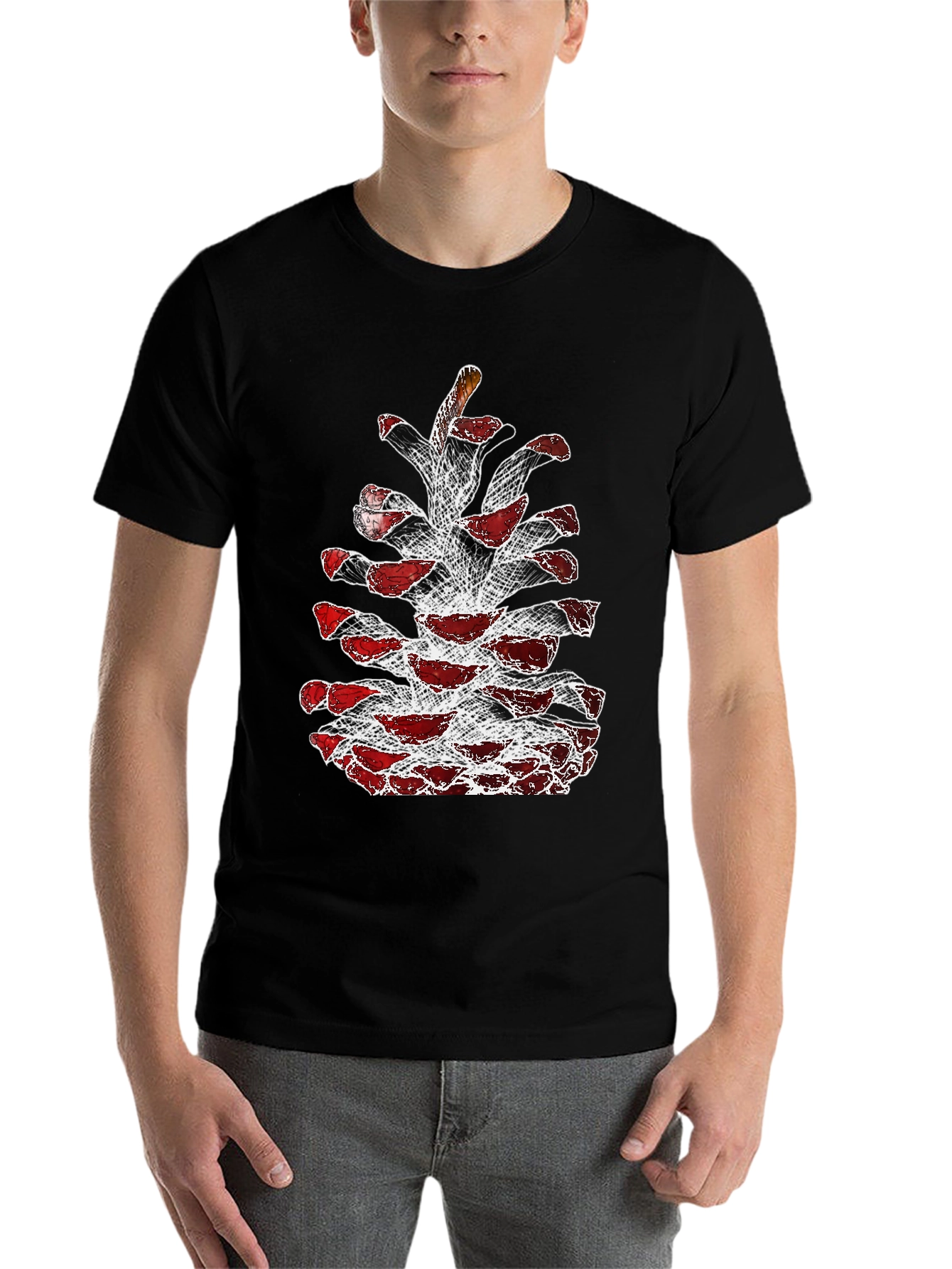 Black Pine Cone Graphic Tee - Unique Nature Design view 7