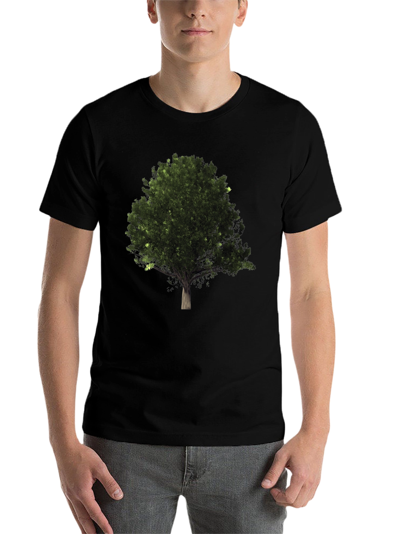 Black Nature Tree Graphic Black T-Shirt view 7