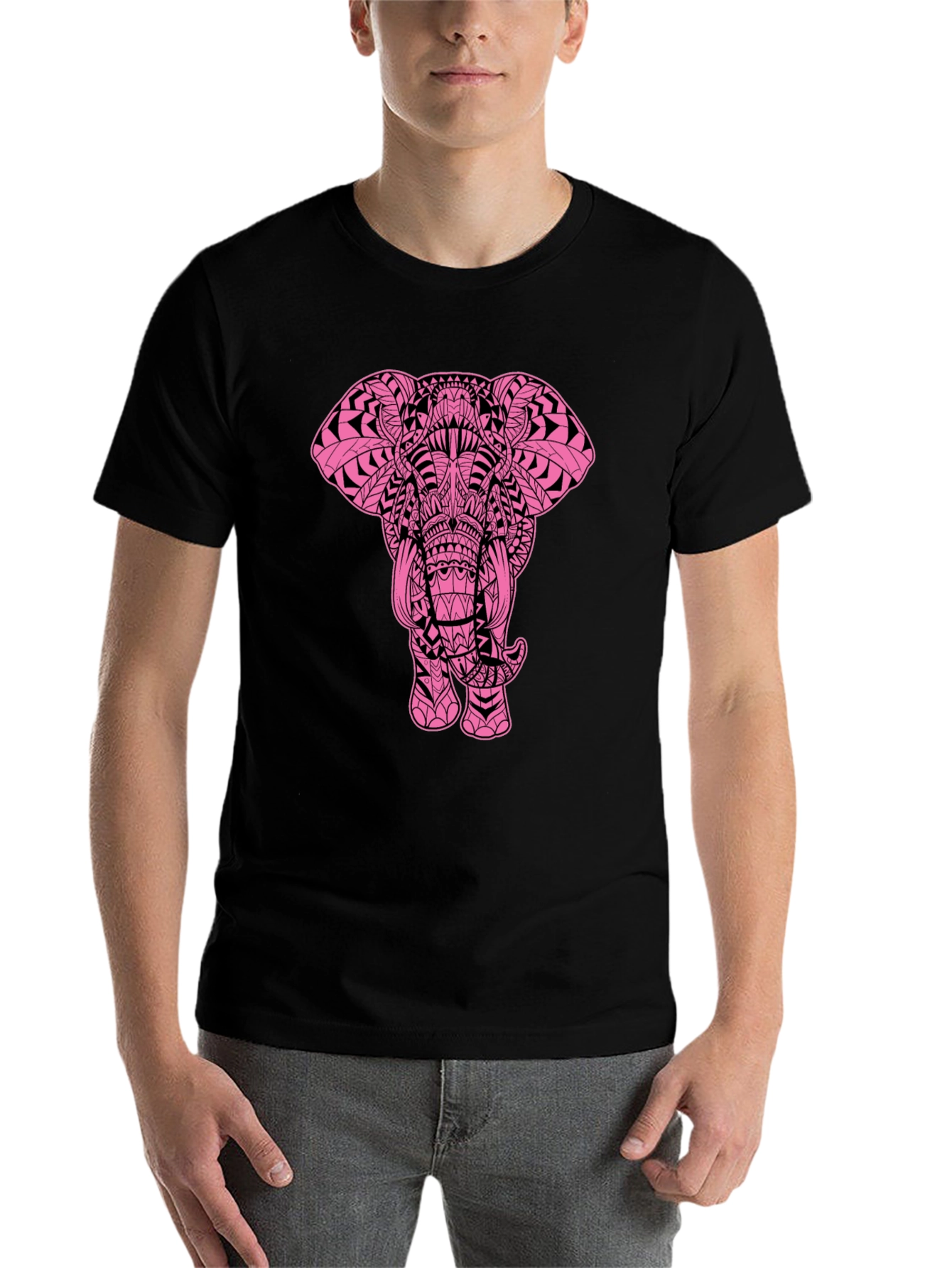 Black Elephant Graphic Black T-Shirt - Stylish Men's Tee view 7