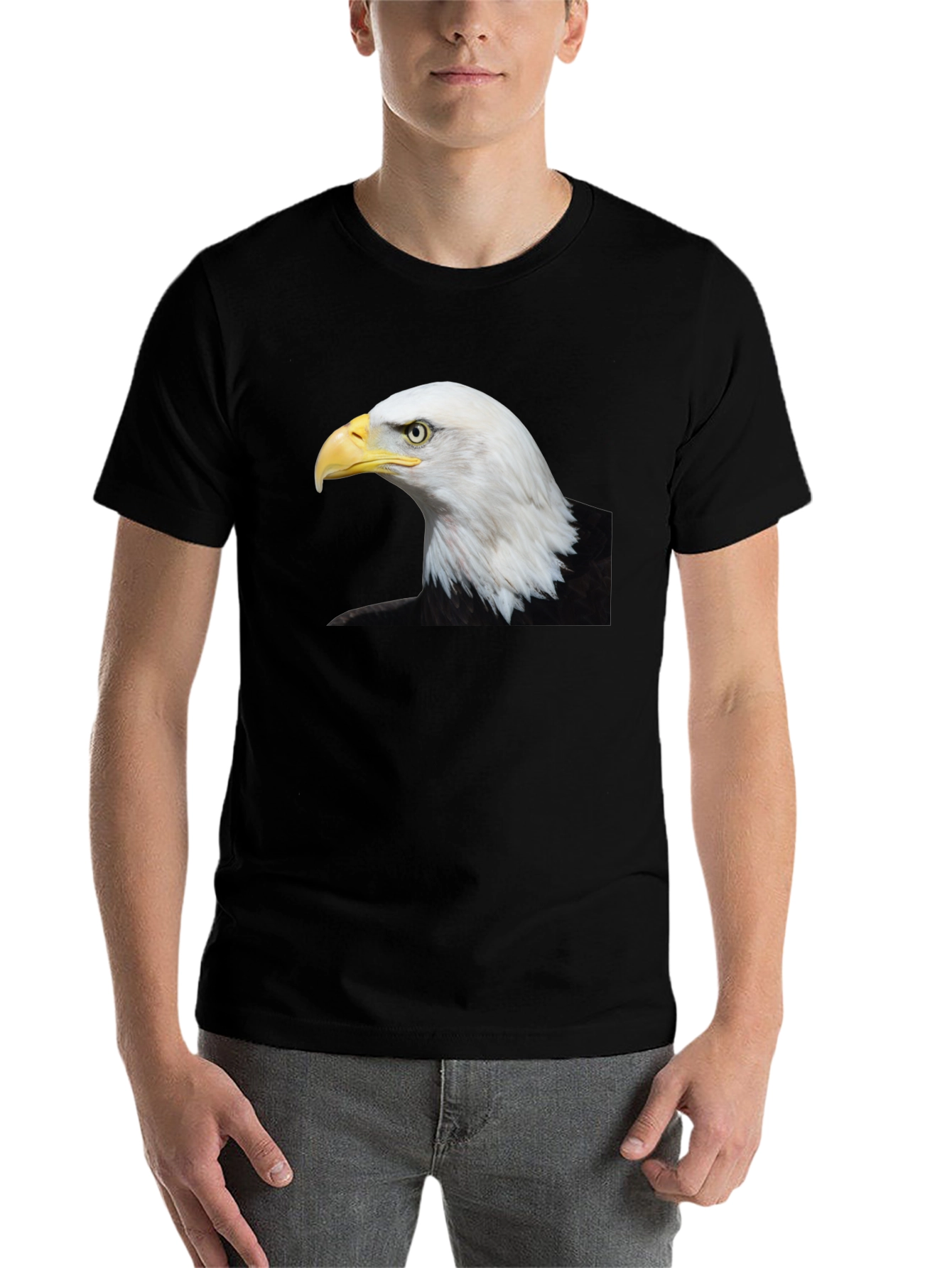Black Bald Eagle Graphic Black T-Shirt view 7