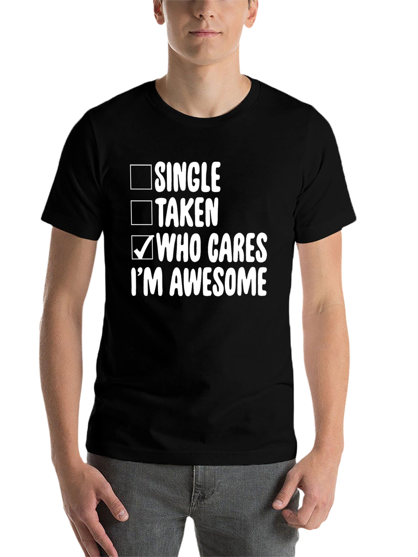 Black Who Cares I'm Awesome T-Shirt view 7
