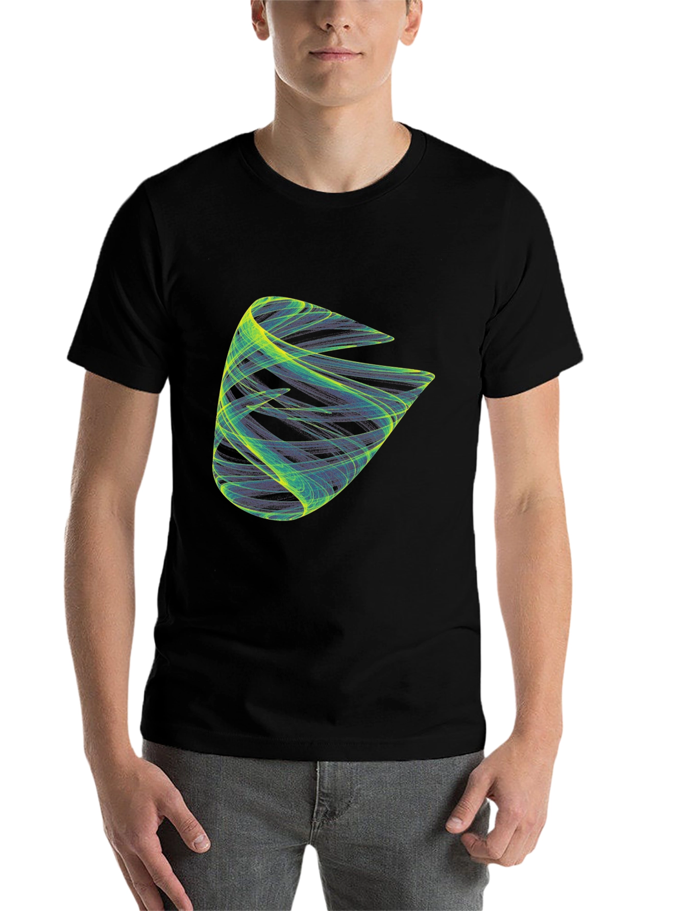 Black Abstract Graphic Black T-Shirt view 7