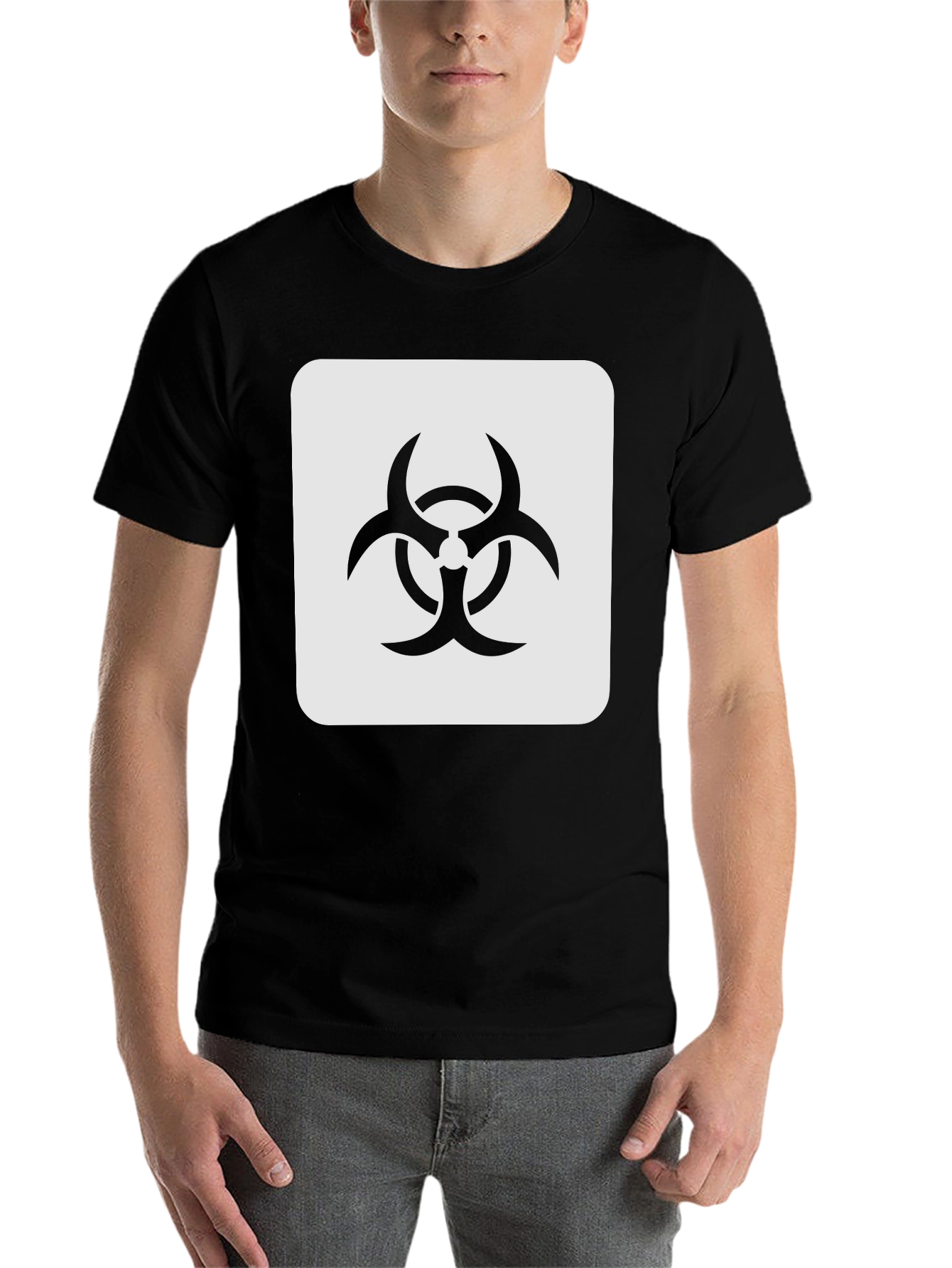 Black Biohazard Symbol Graphic Tee - Black Cotton Blend T-Shirt view 7