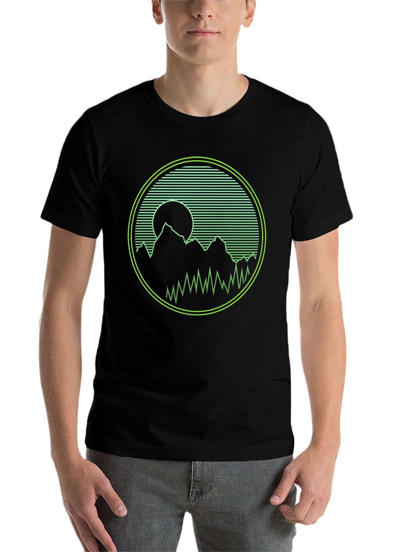 Black Neon Mountainscape Graphic Tee view 7