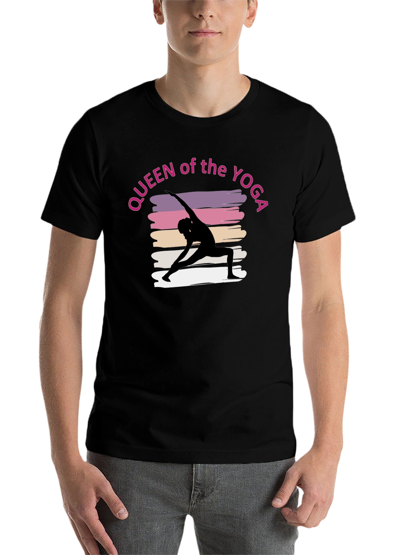 Black Queen of the Yoga Tee - Black Unisex T-Shirt view 7