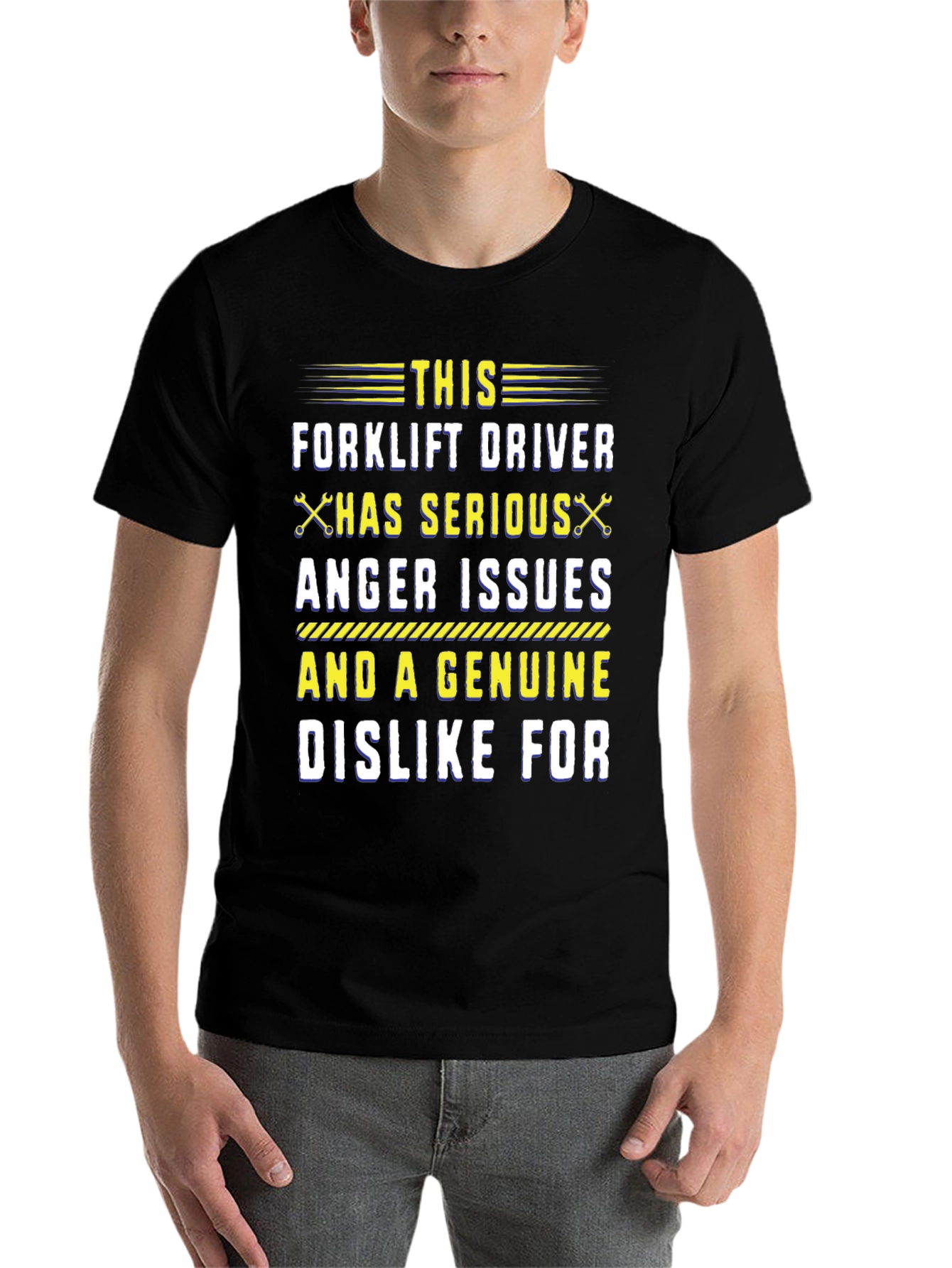 Black Forklift Driver Anger Issues Graphic Tee view 7