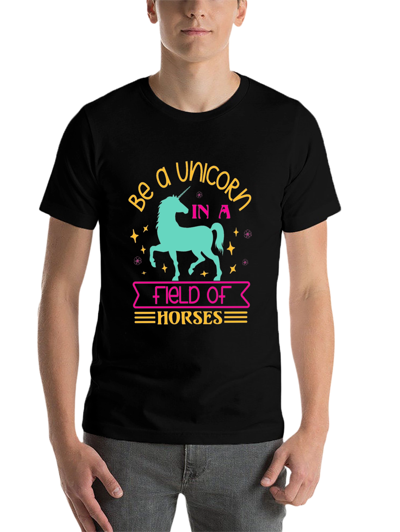 Black Be a Unicorn T-Shirt - Fun Graphic Tee view 7
